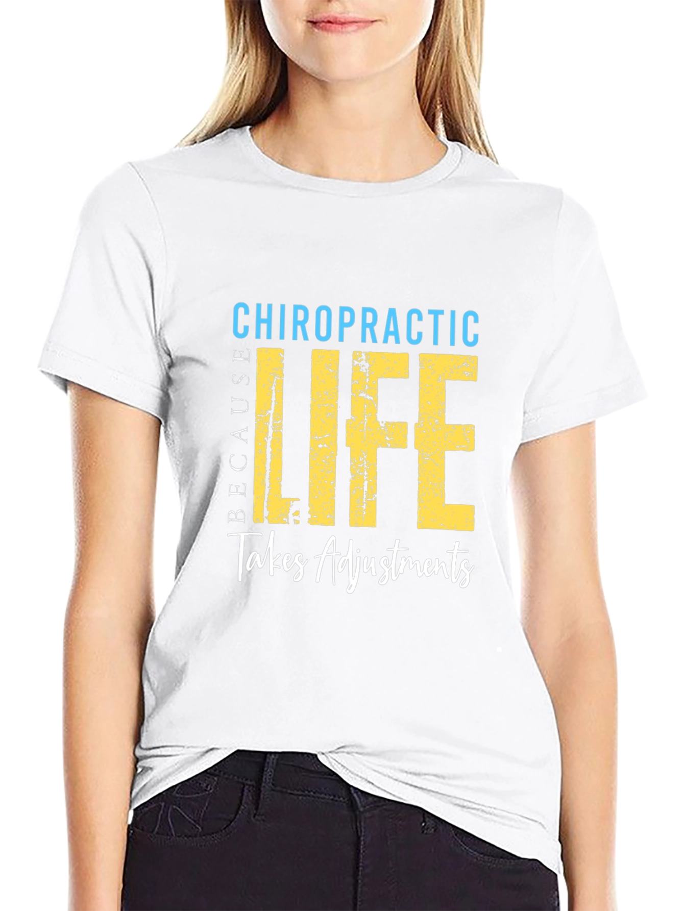 Camiseta Negra de Quiropráctica La Vida Requiere Ajustes