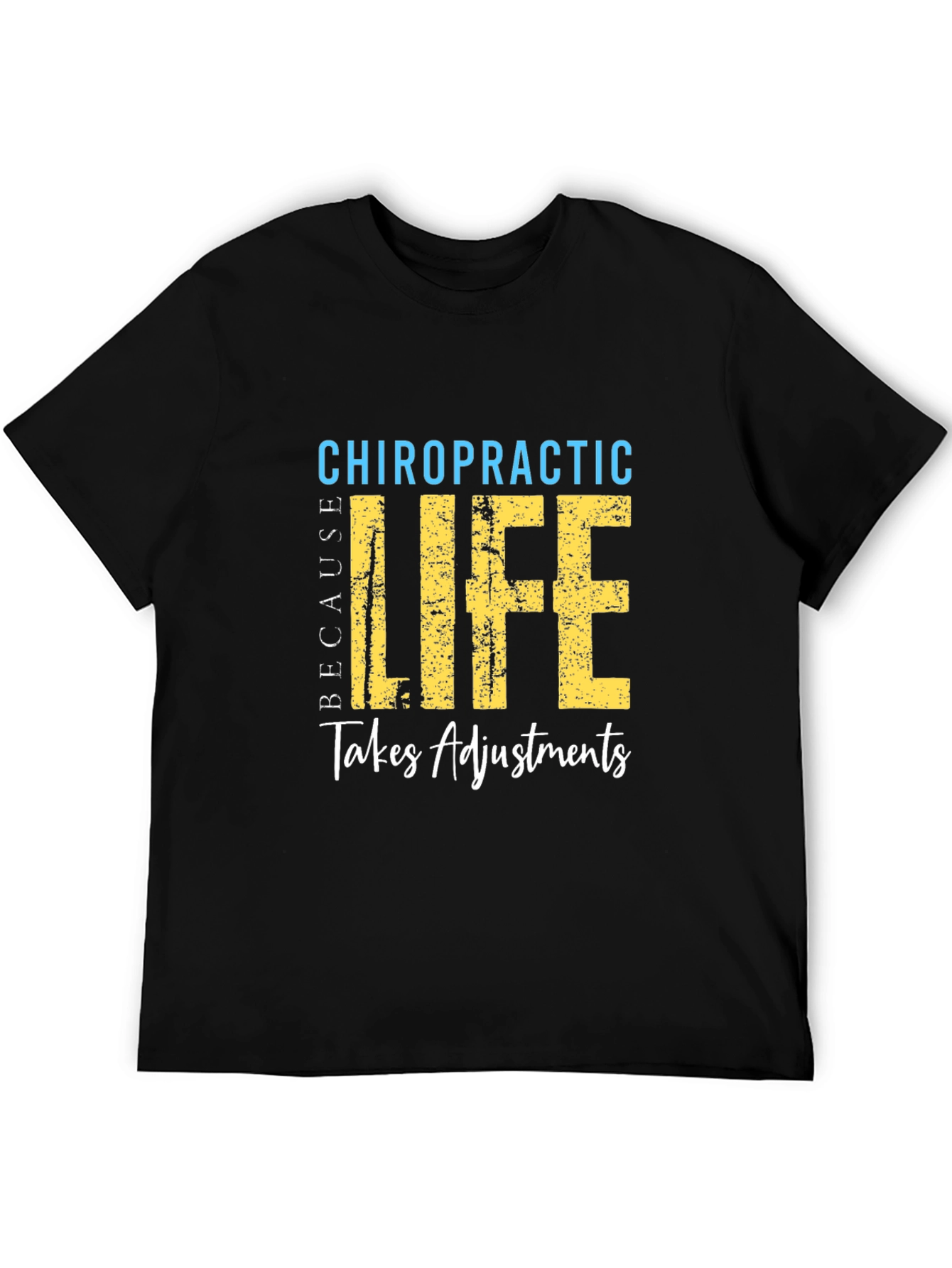Camiseta Negra de Quiropráctica La Vida Requiere Ajustes