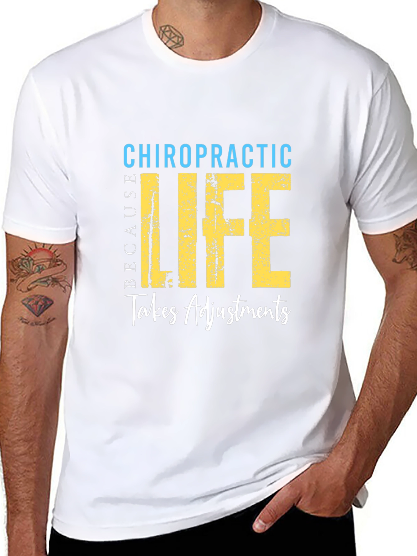 Camiseta Negra de Quiropráctica La Vida Requiere Ajustes