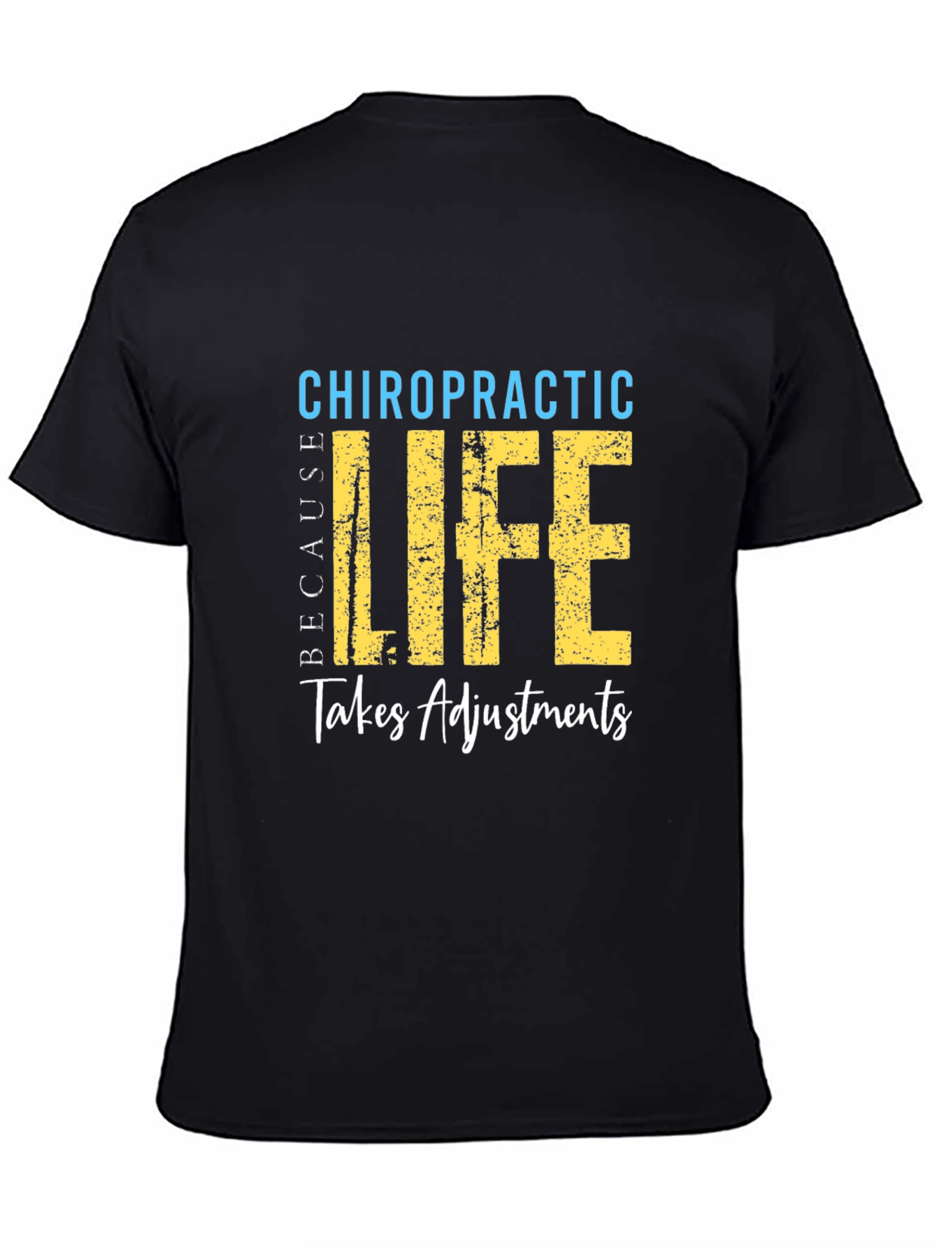 Camiseta Negra de Quiropráctica La Vida Requiere Ajustes