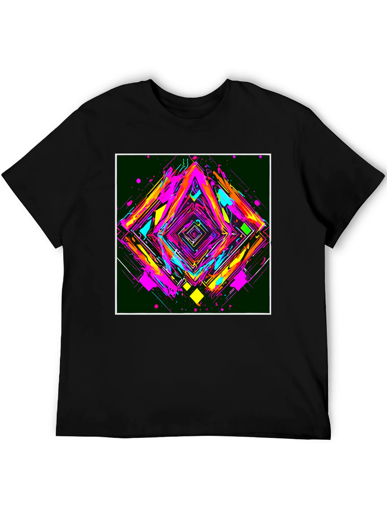 Camiseta Negra con Diseño Abstracto Geométrico