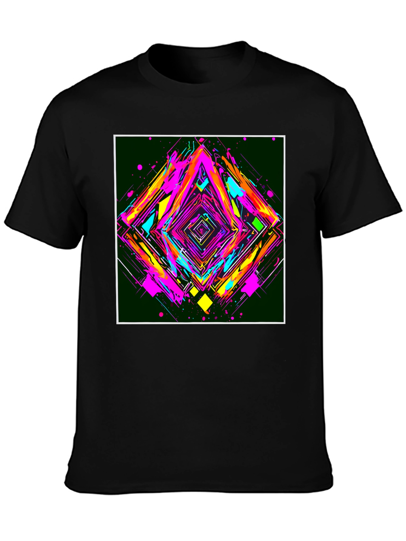 Camiseta Negra con Diseño Abstracto Geométrico