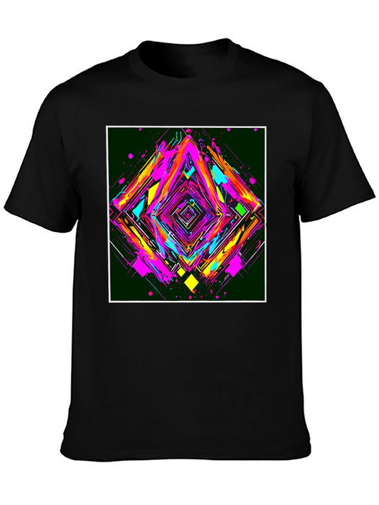 Camiseta Negra con Diseño Abstracto Geométrico