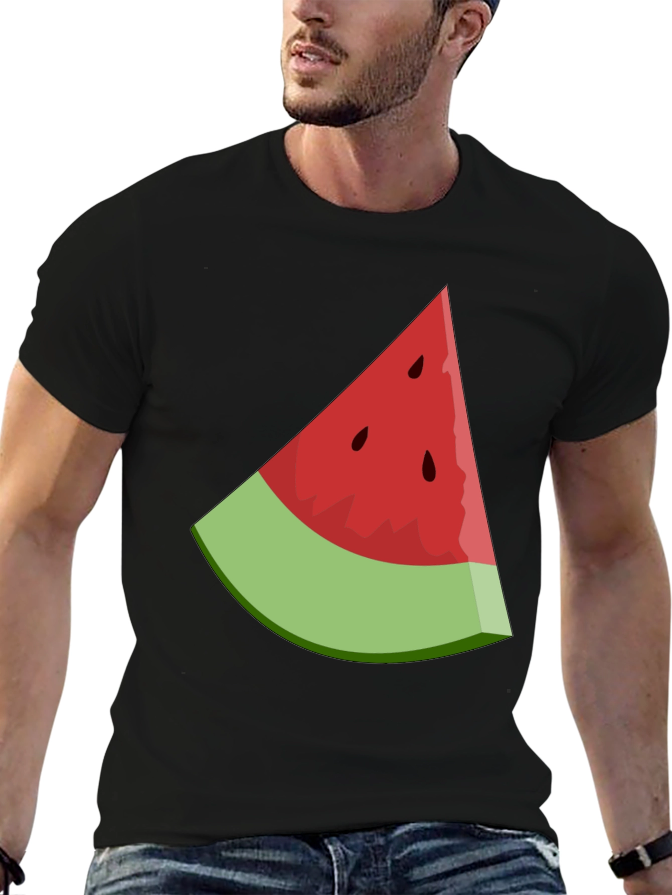 Camiseta Negra con Diseño de Sandía