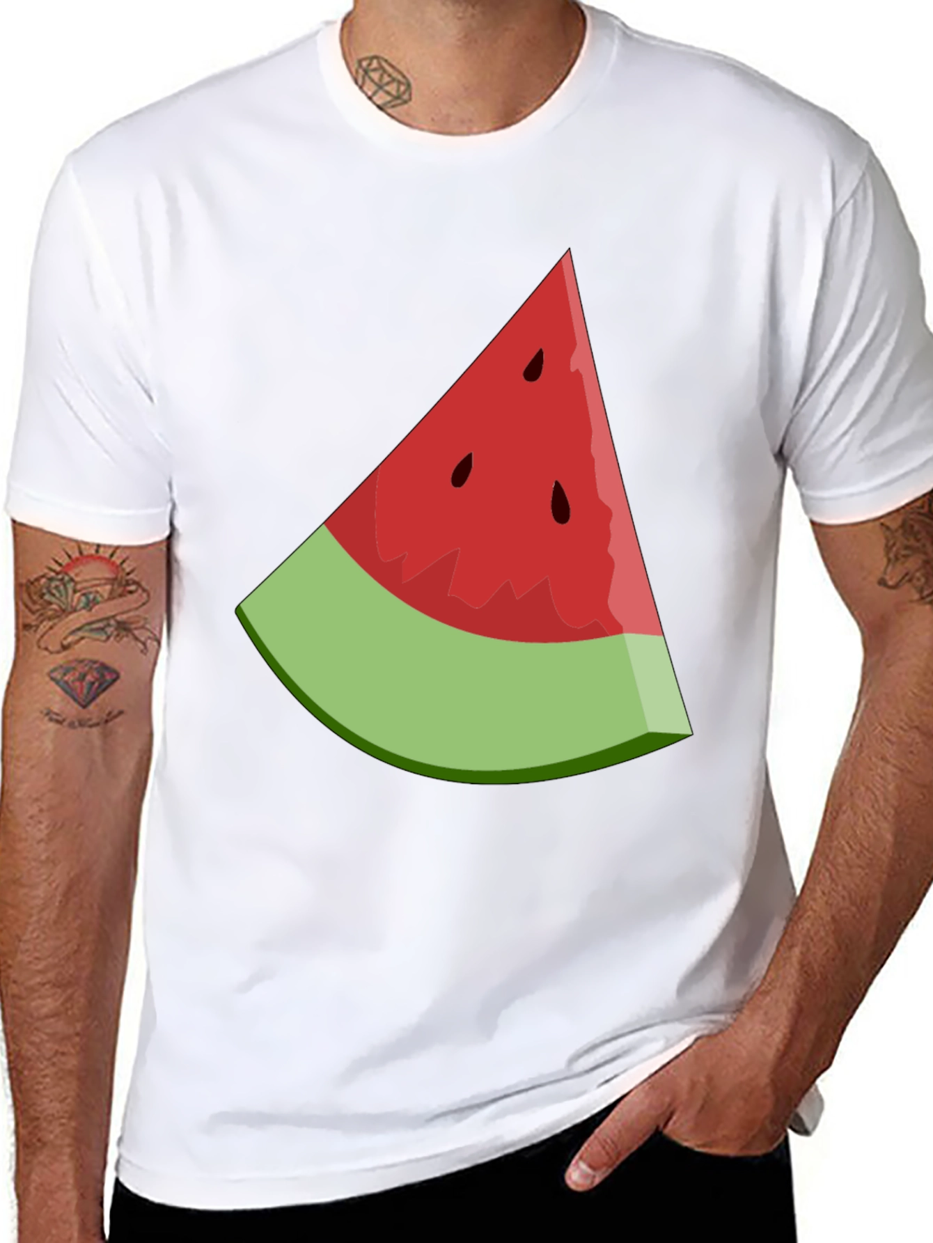 Camiseta Negra con Diseño de Sandía