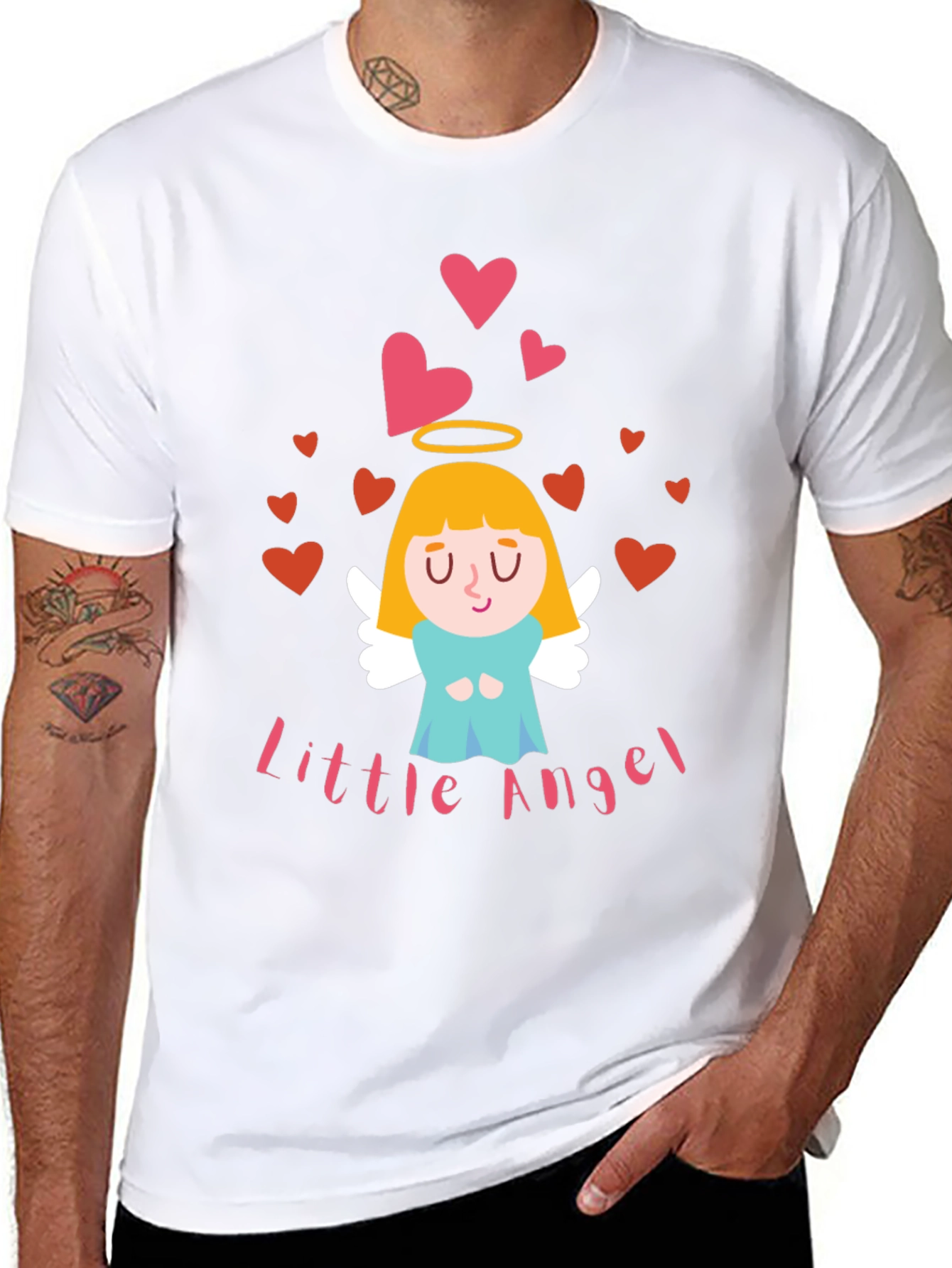 Camiseta Negra Little Angel para Adulto
