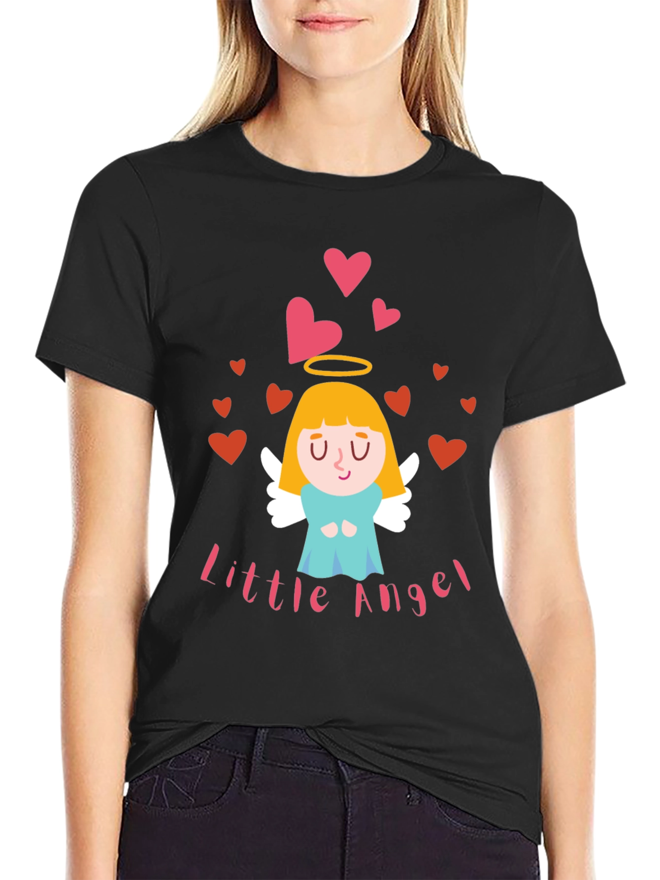 Camiseta Negra Little Angel para Adulto