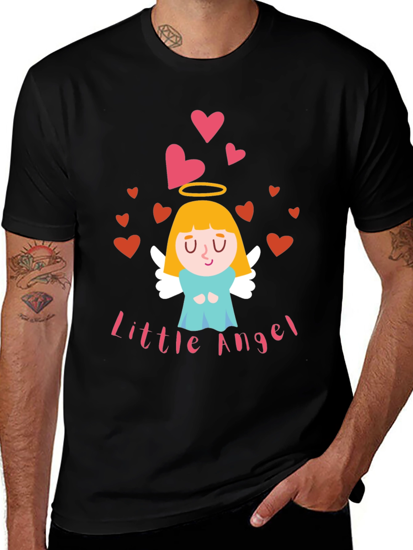 Camiseta Negra Little Angel para Adulto