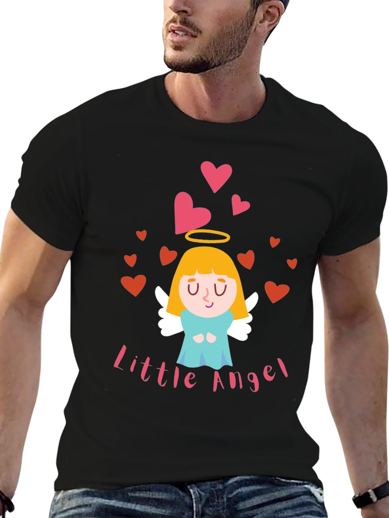 Camiseta Negra Little Angel para Adulto