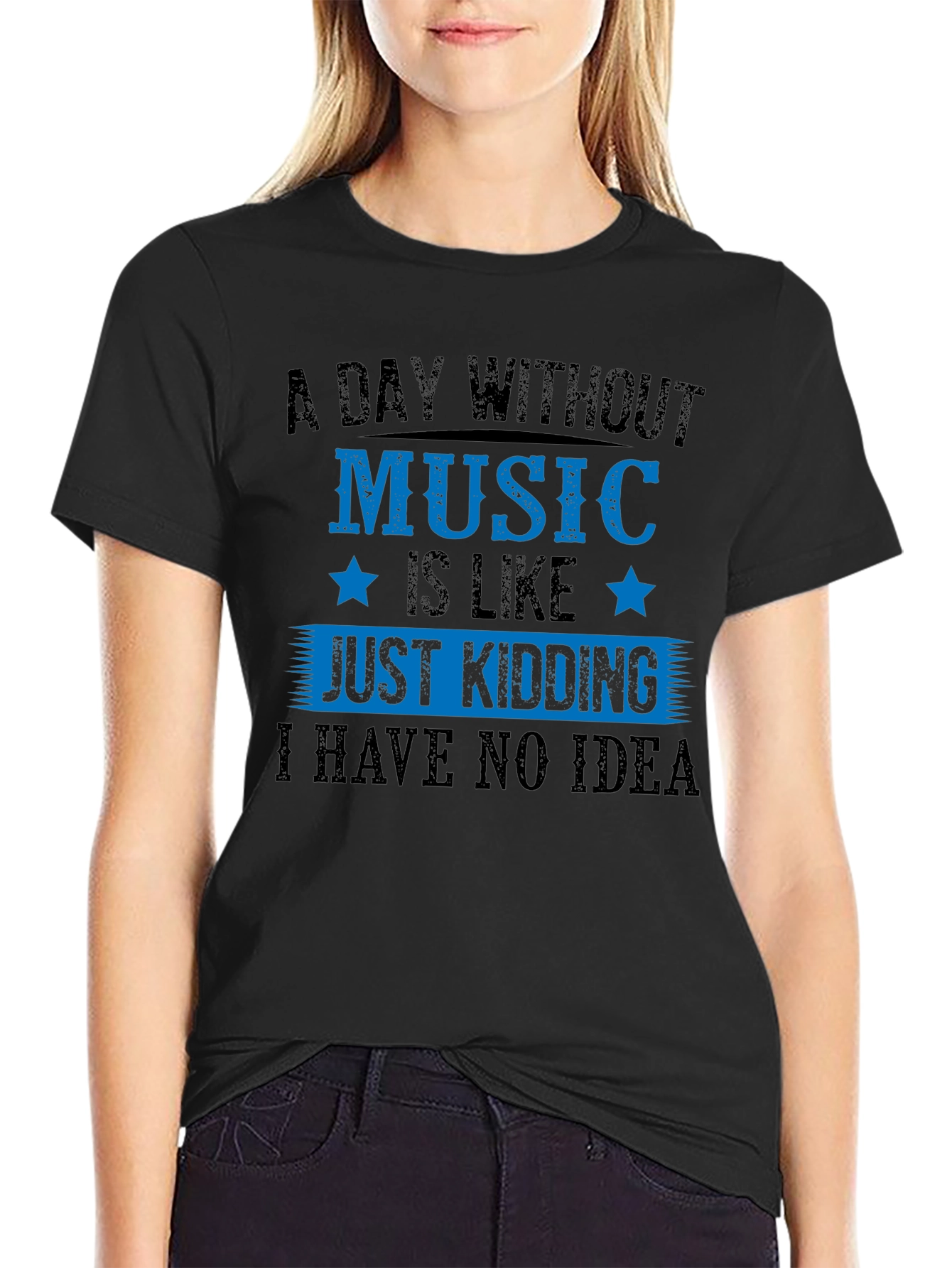 Camiseta Negra con Diseño Musical Humorístico