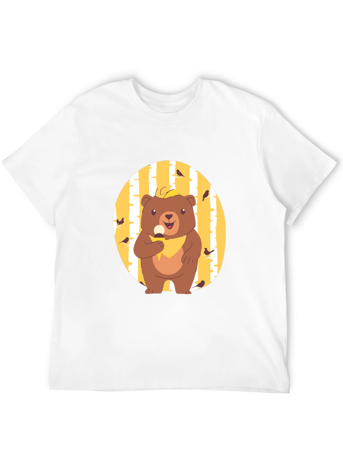 Camiseta Negra con Diseño de Oso Comiendo Helado