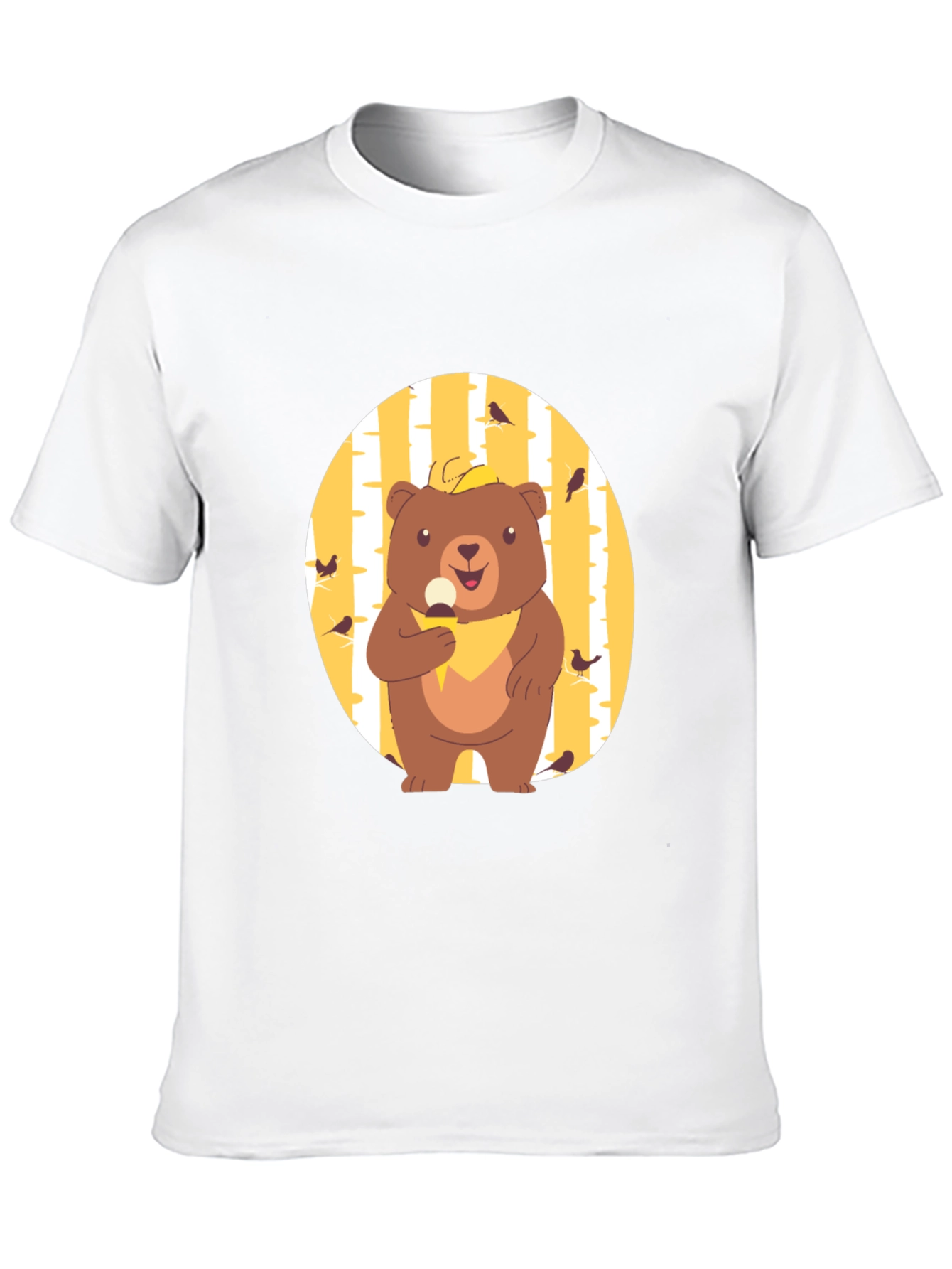 Camiseta Negra con Diseño de Oso Comiendo Helado
