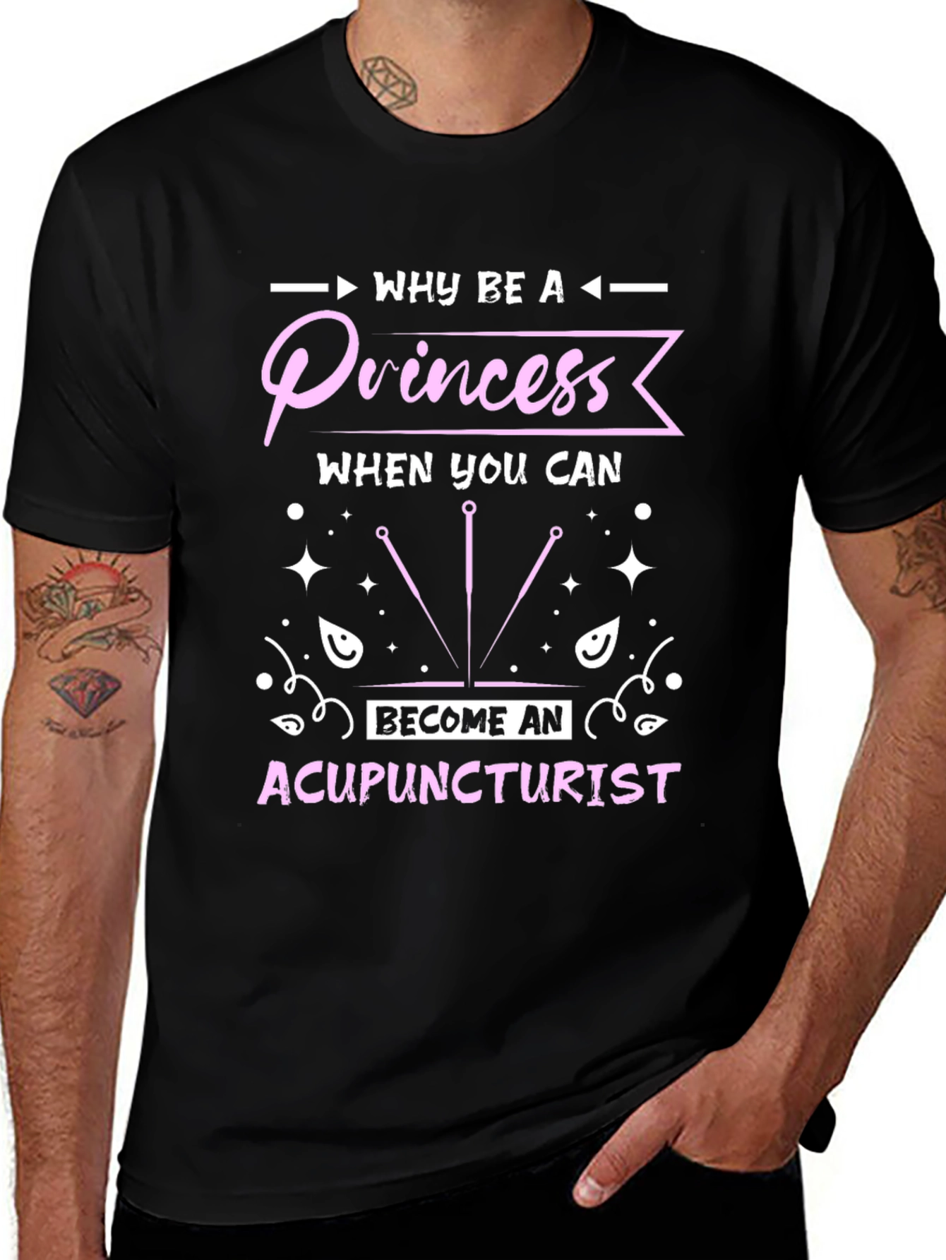Camiseta Negra con Diseño de Acupuntura