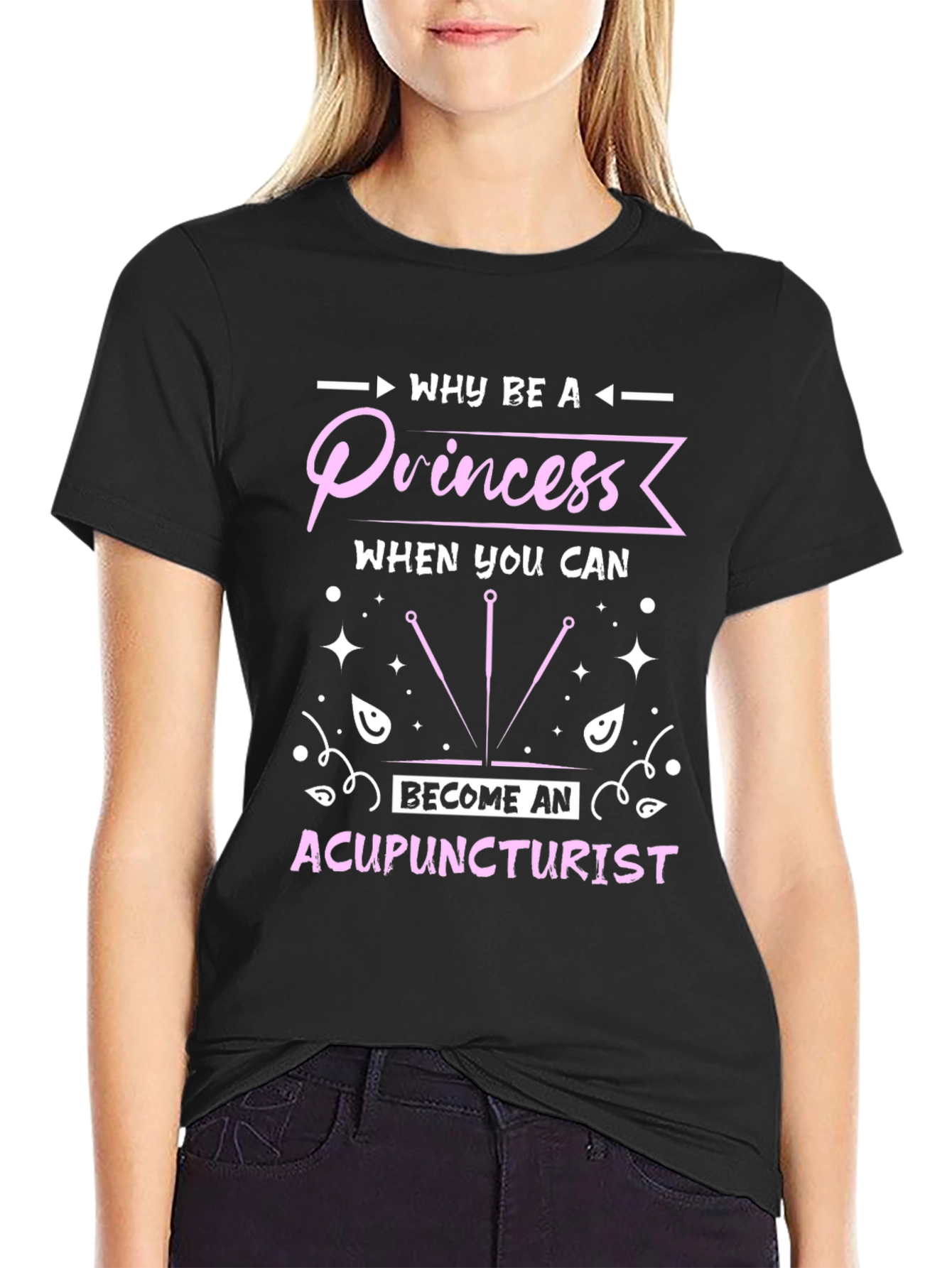 Camiseta Negra con Diseño de Acupuntura
