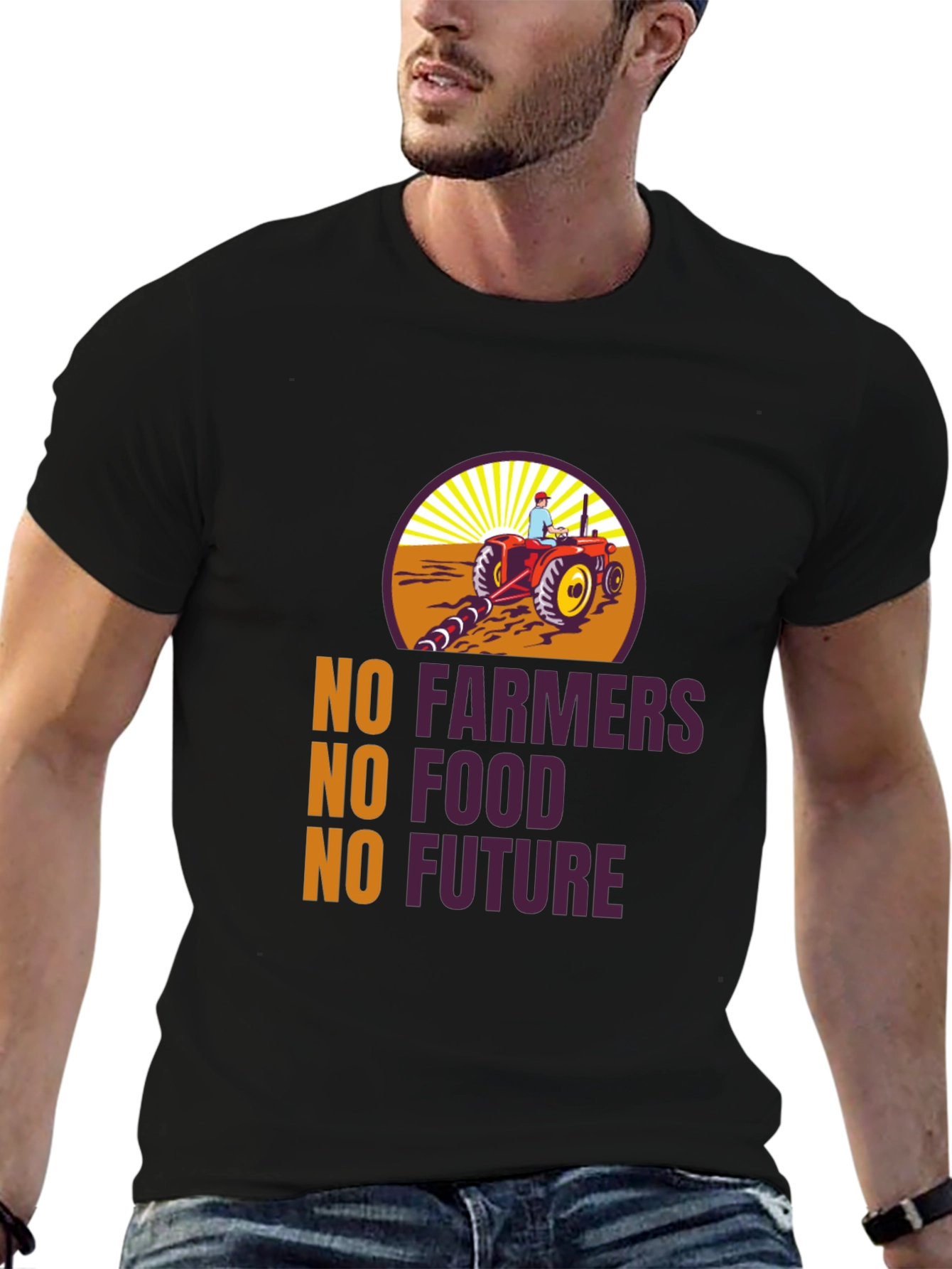 Camiseta Negra: No Agricultores No Comida No Futuro