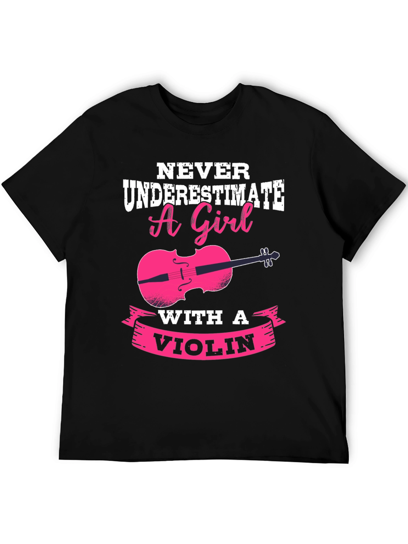 Camiseta Negra con Diseño Violín para Chicas