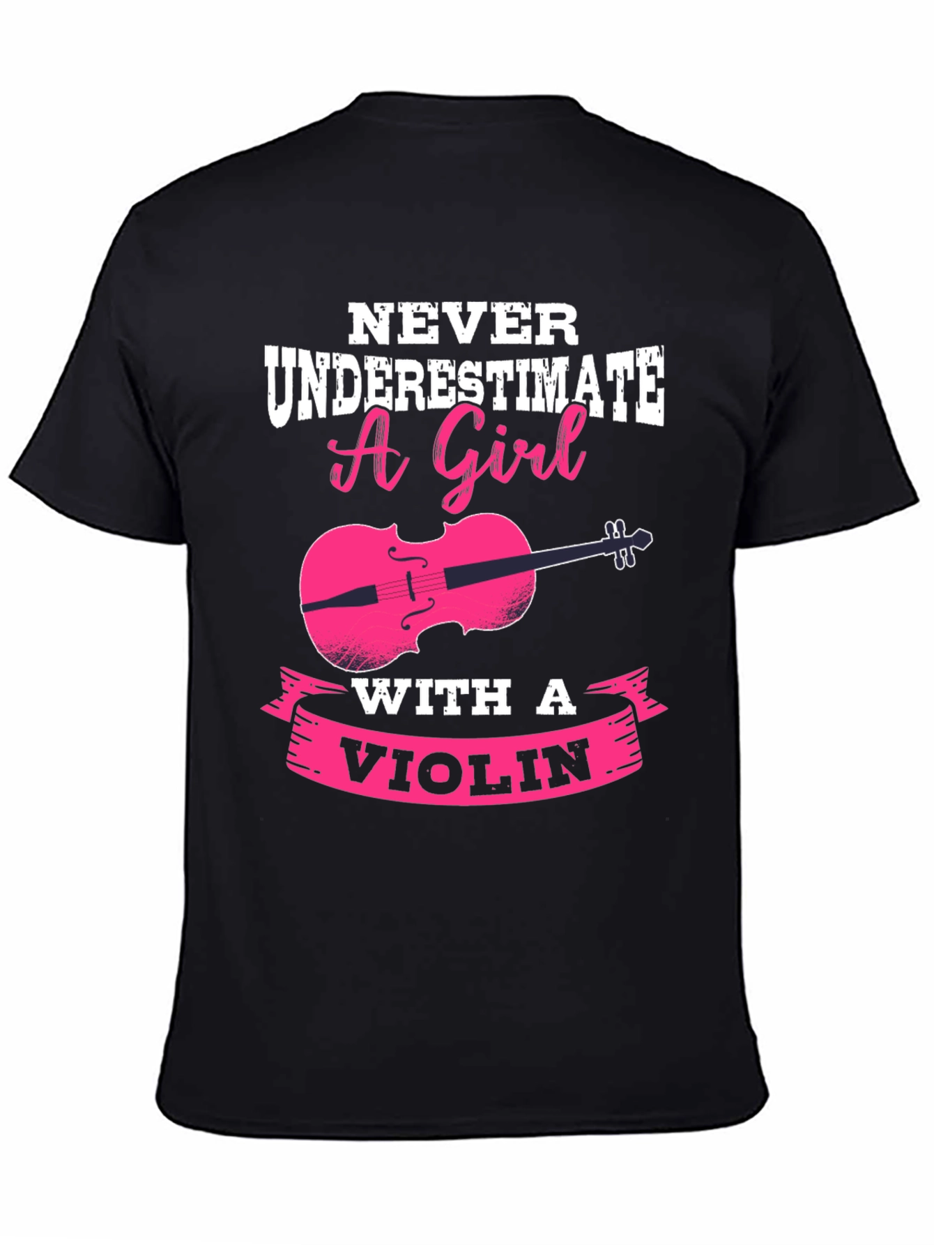 Camiseta Negra con Diseño Violín para Chicas