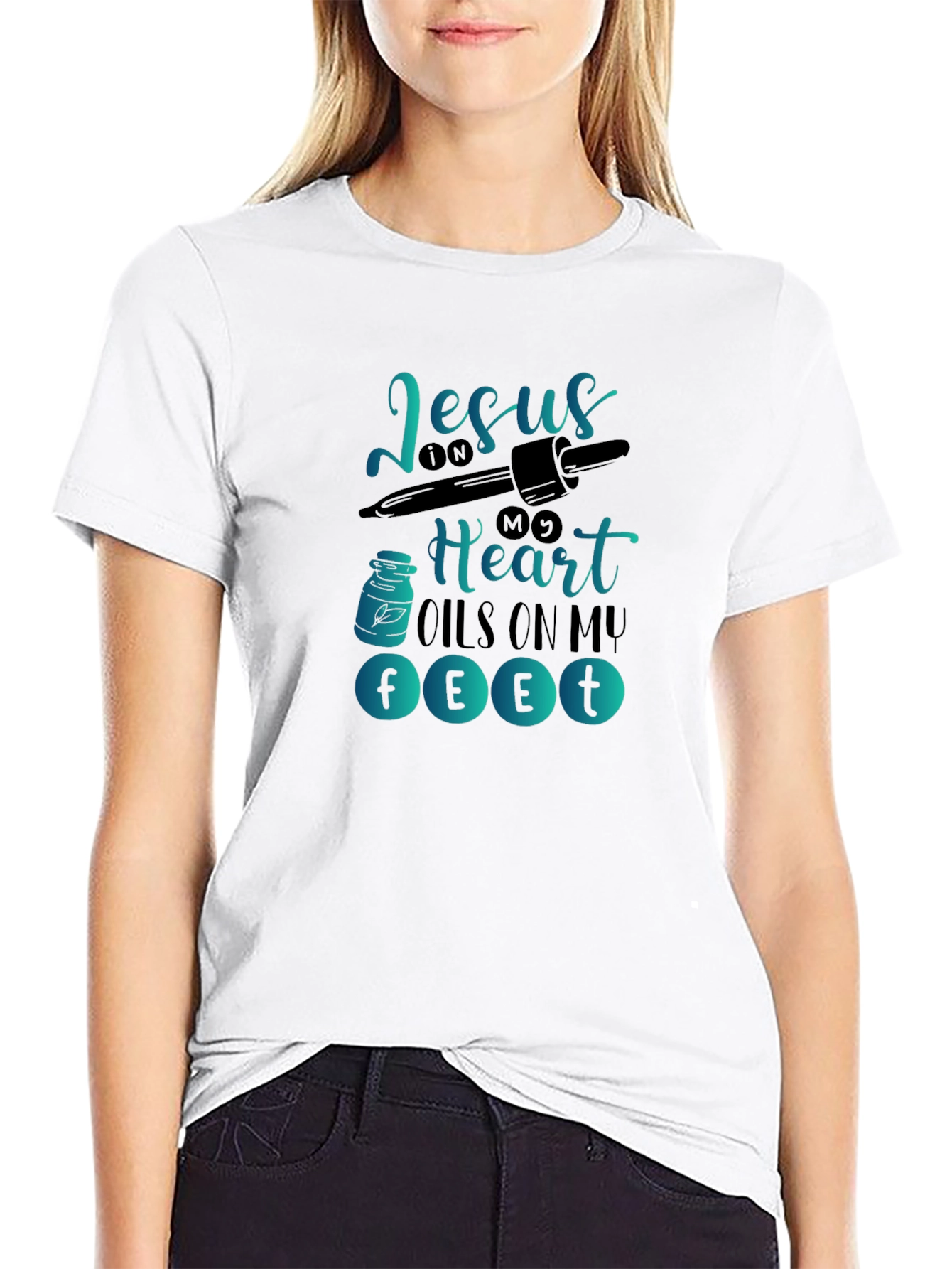 Camiseta Negra con Diseño Gráfico Religioso