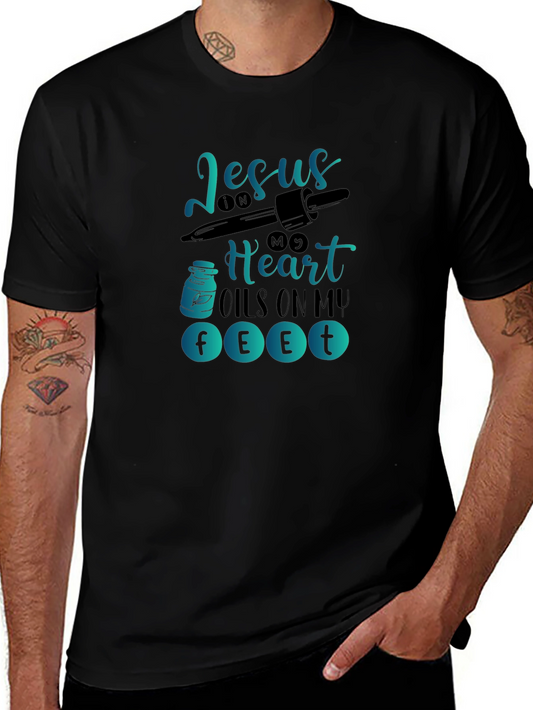 Camiseta Negra con Diseño Gráfico Religioso