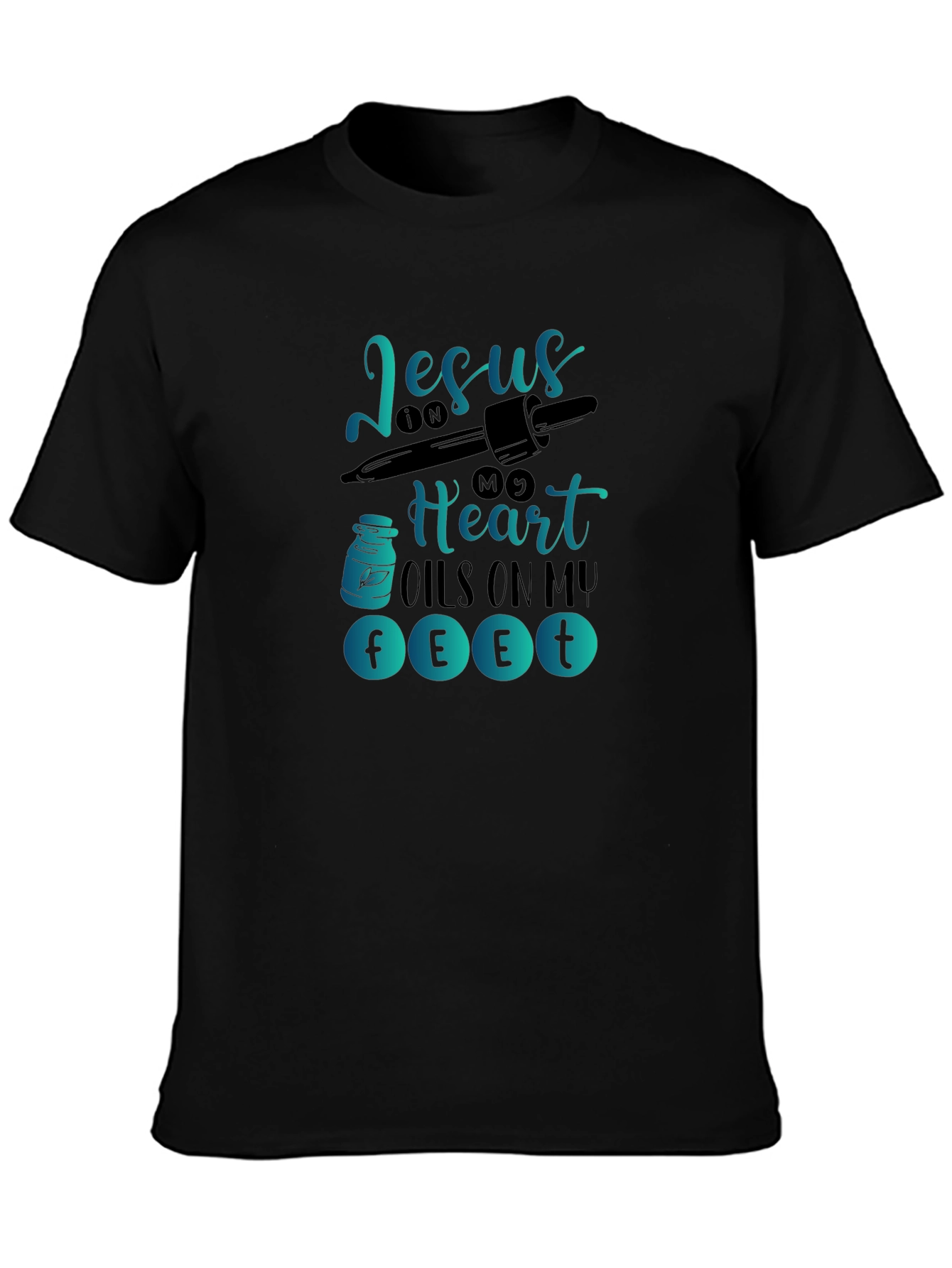 Camiseta Negra con Diseño Gráfico Religioso