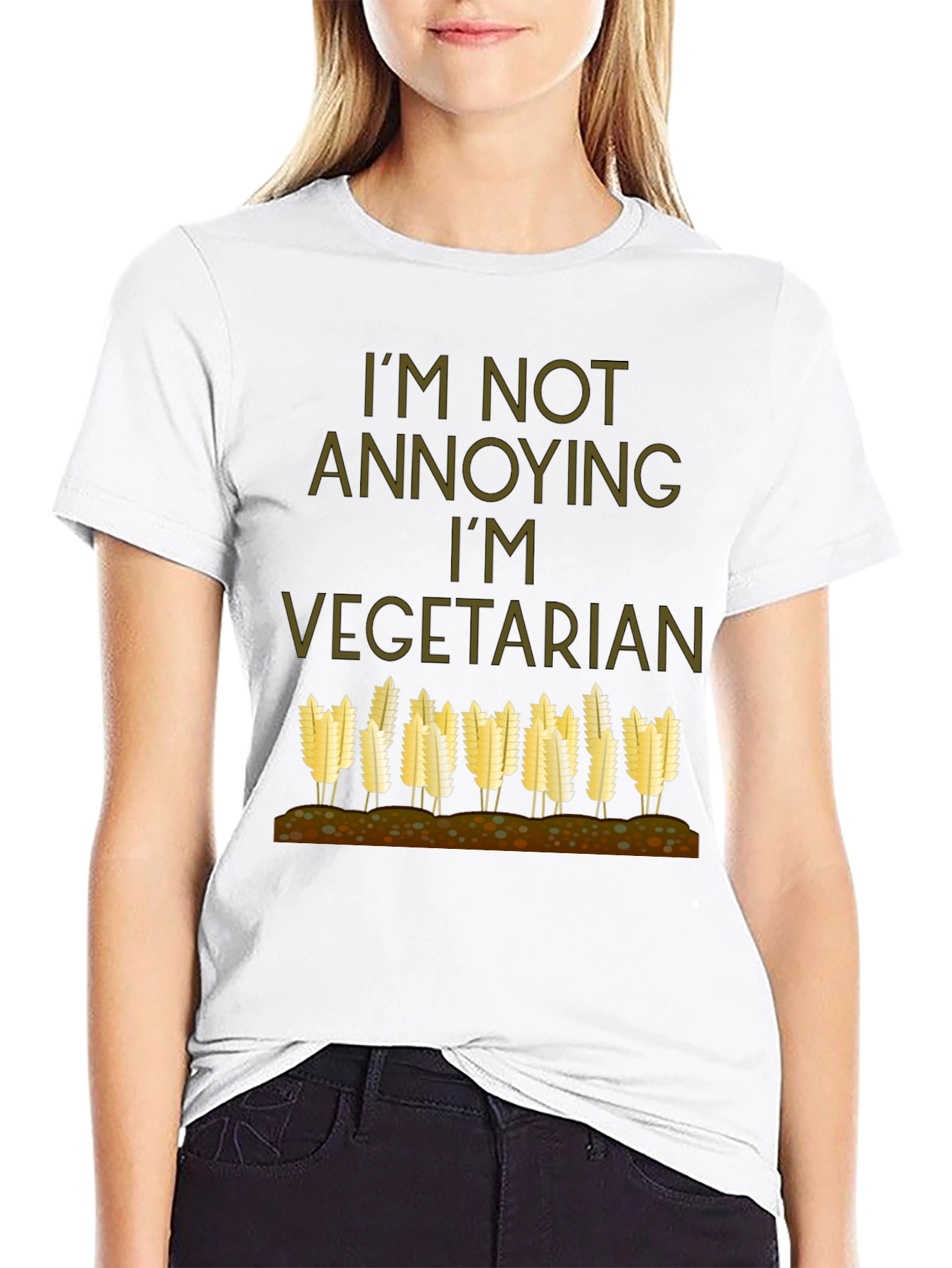 Camiseta Negra: No Soy Molesto Soy Vegetariano