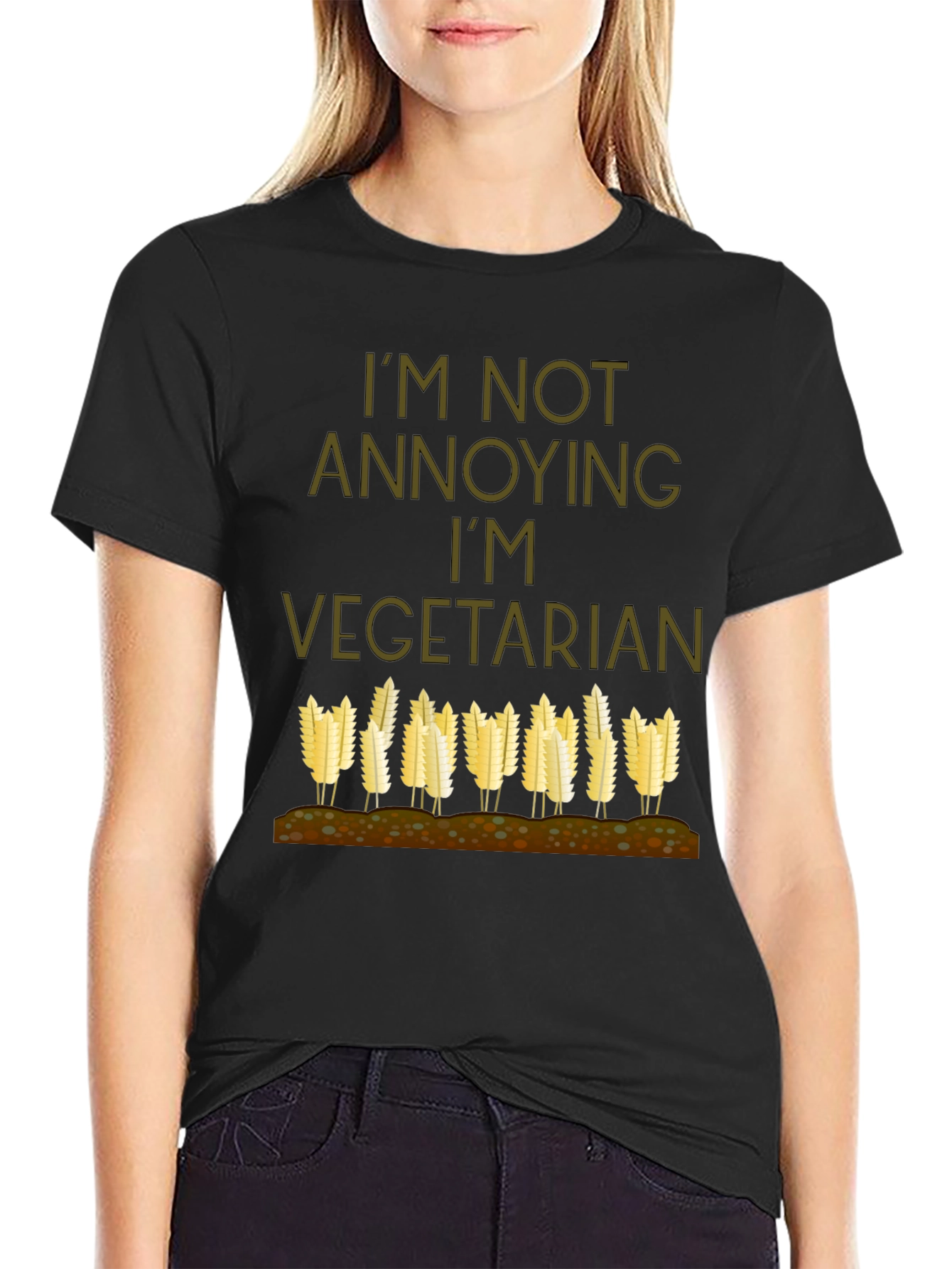 Camiseta Negra: No Soy Molesto Soy Vegetariano