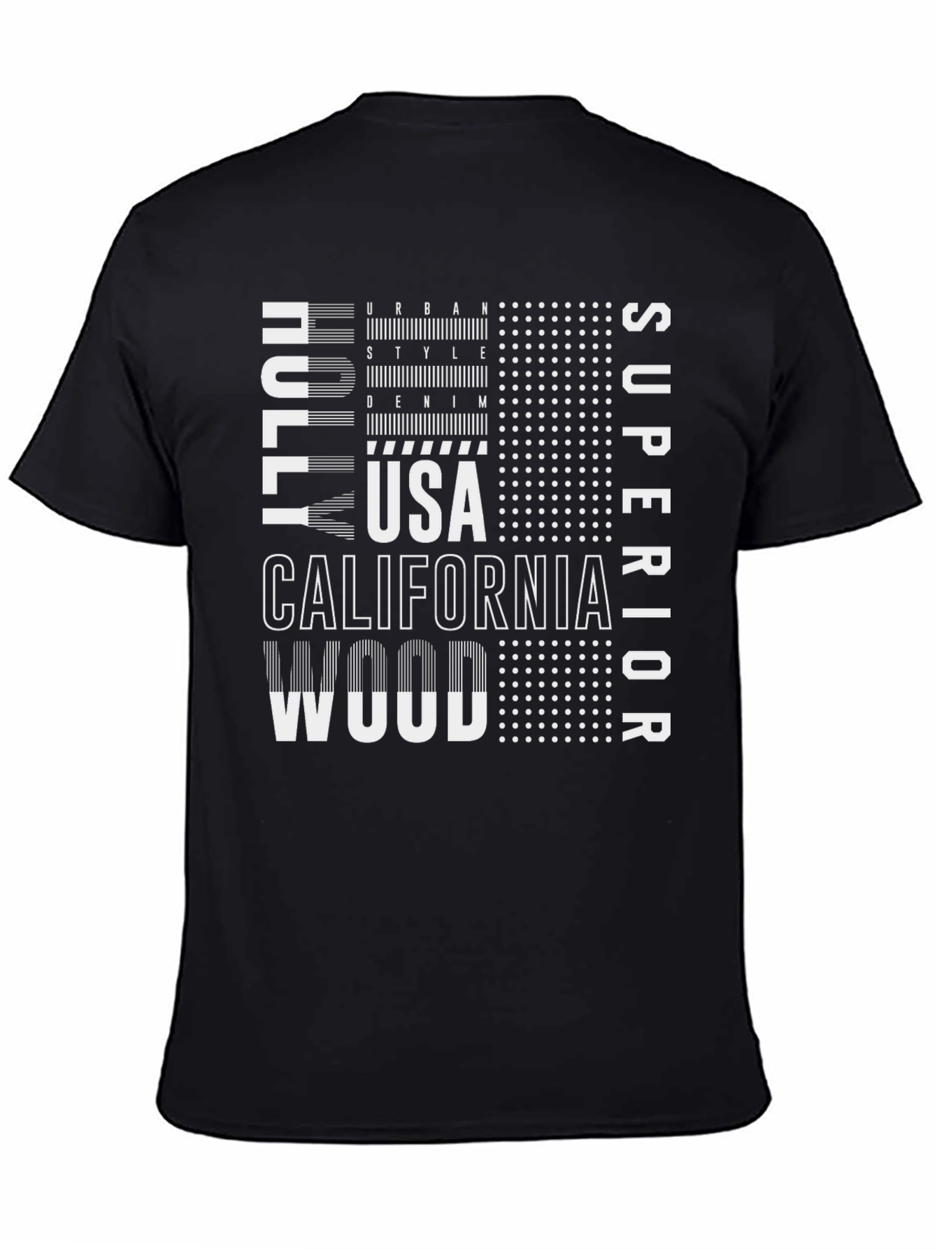 Camiseta Negra Estampada Urbana USA California