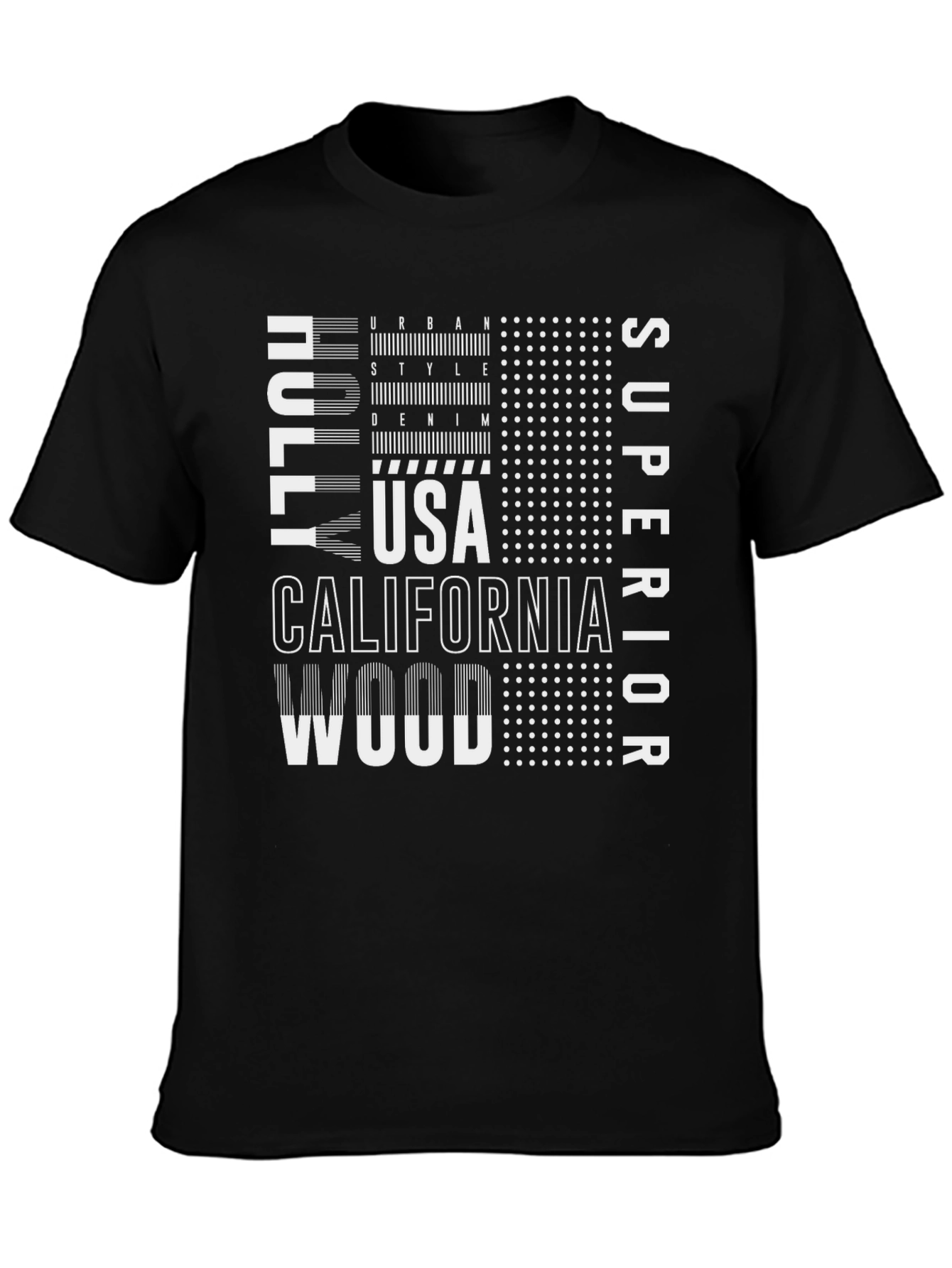 Camiseta Negra Estampada Urbana USA California