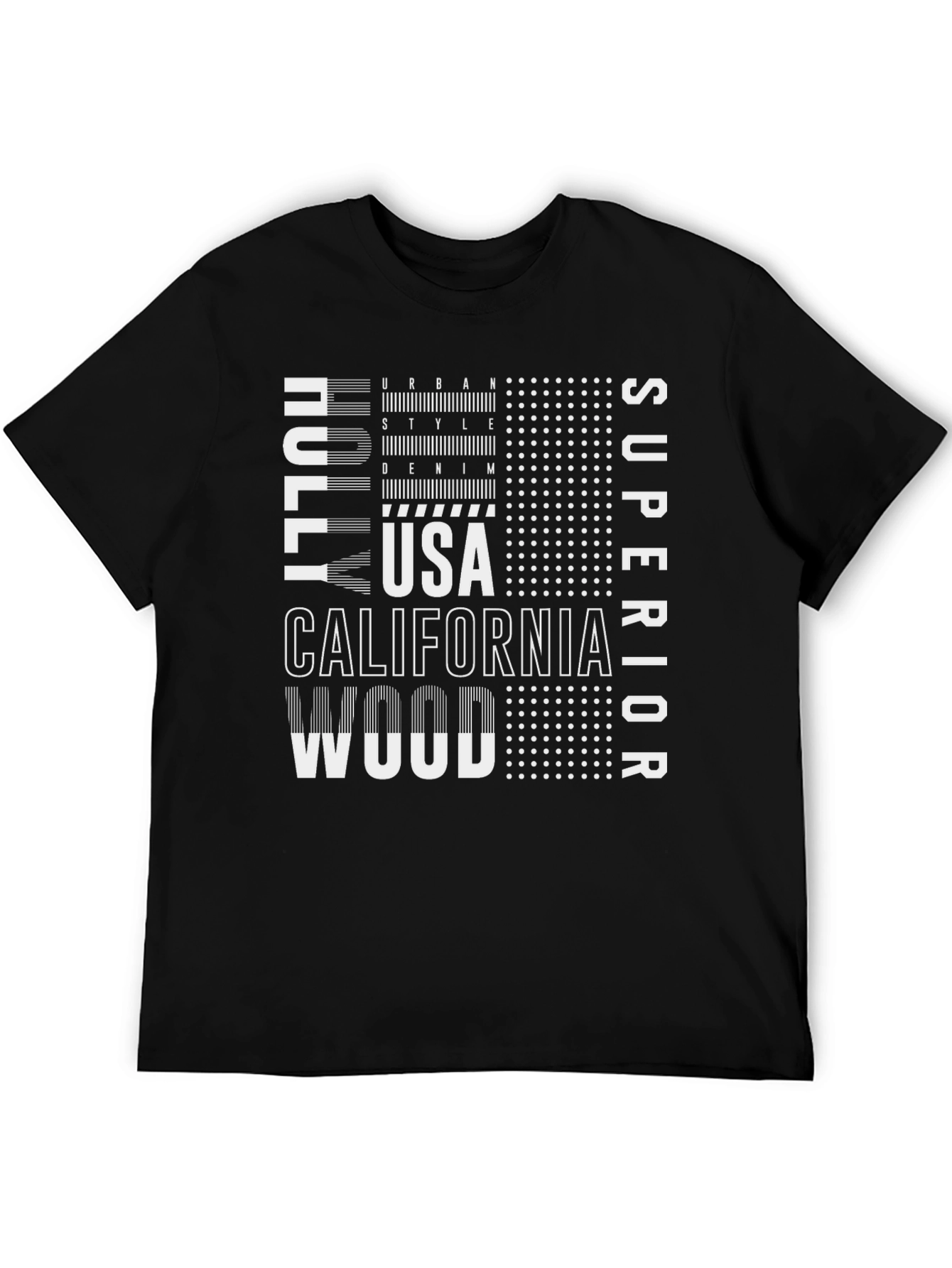 Camiseta Negra Estampada Urbana USA California