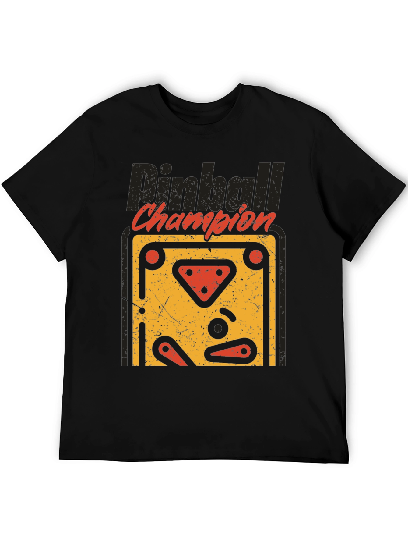 Camiseta Negra Pinball Champion Estilo Retro