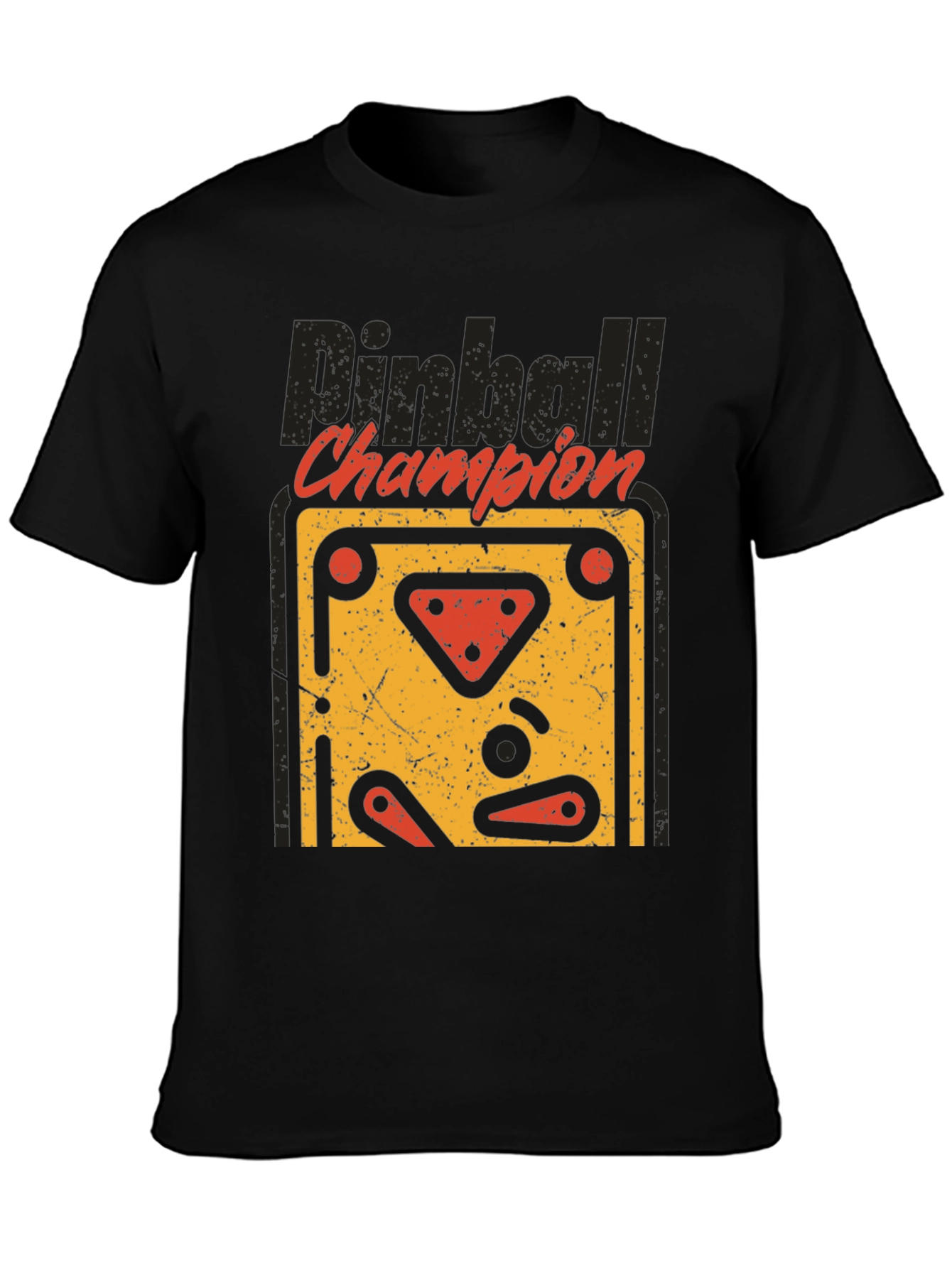 Camiseta Negra Pinball Champion Estilo Retro