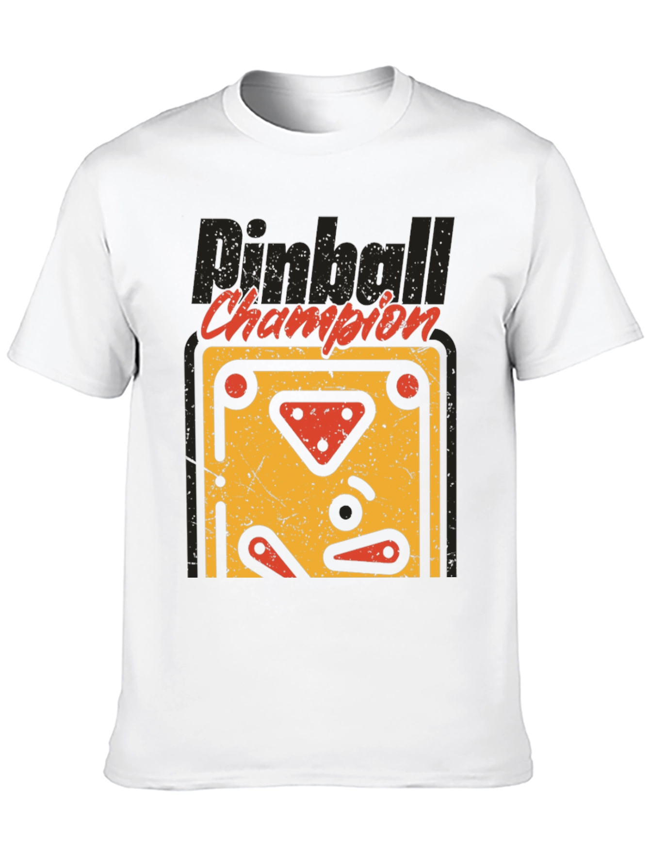 Camiseta Negra Pinball Champion Estilo Retro