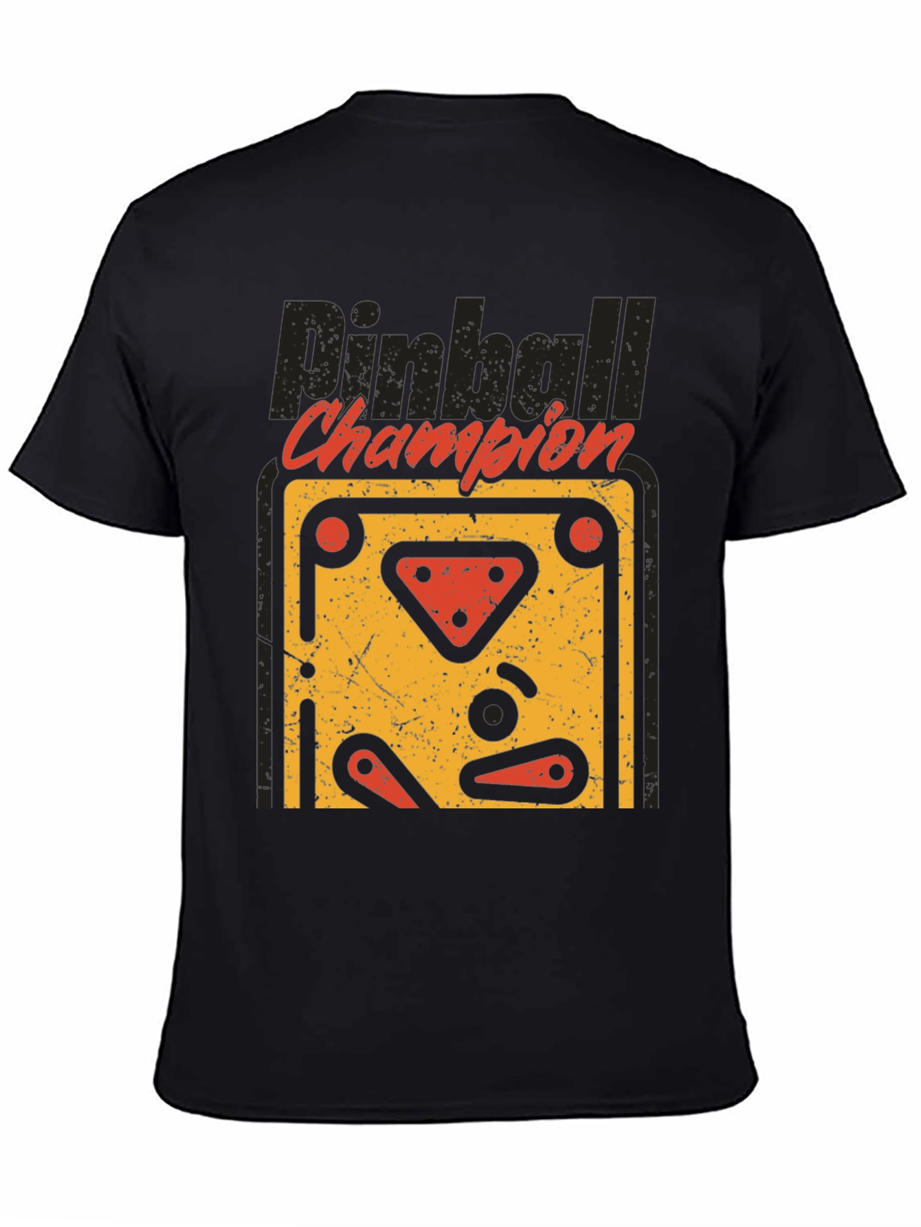 Camiseta Negra Pinball Champion Estilo Retro