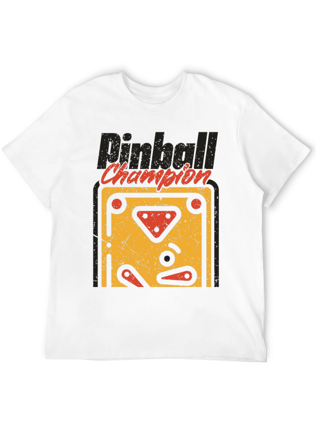Camiseta Negra Pinball Champion Estilo Retro