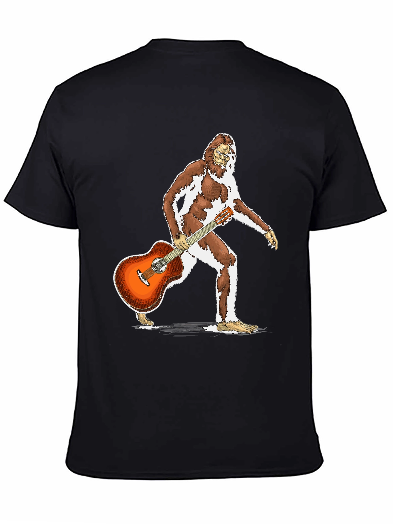 Camiseta Negra con Diseño de Bigfoot Guitarrista