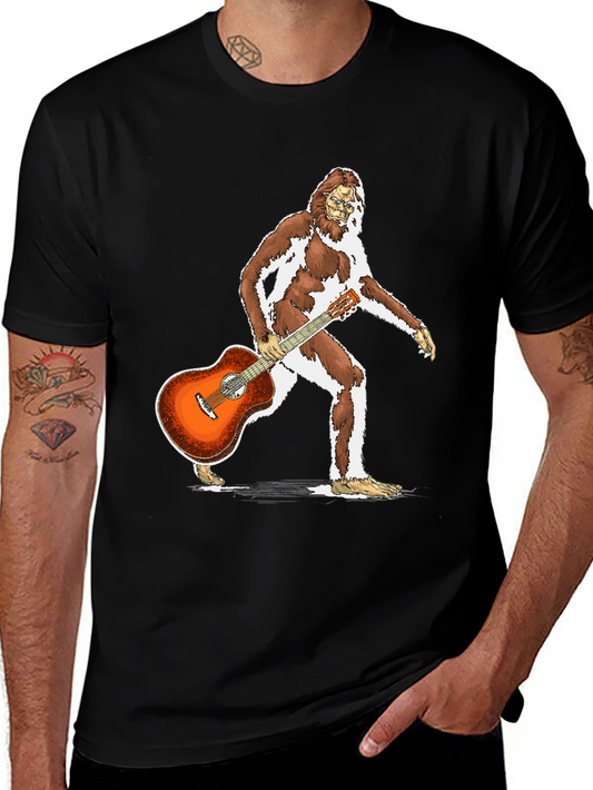 Camiseta Negra con Diseño de Bigfoot Guitarrista