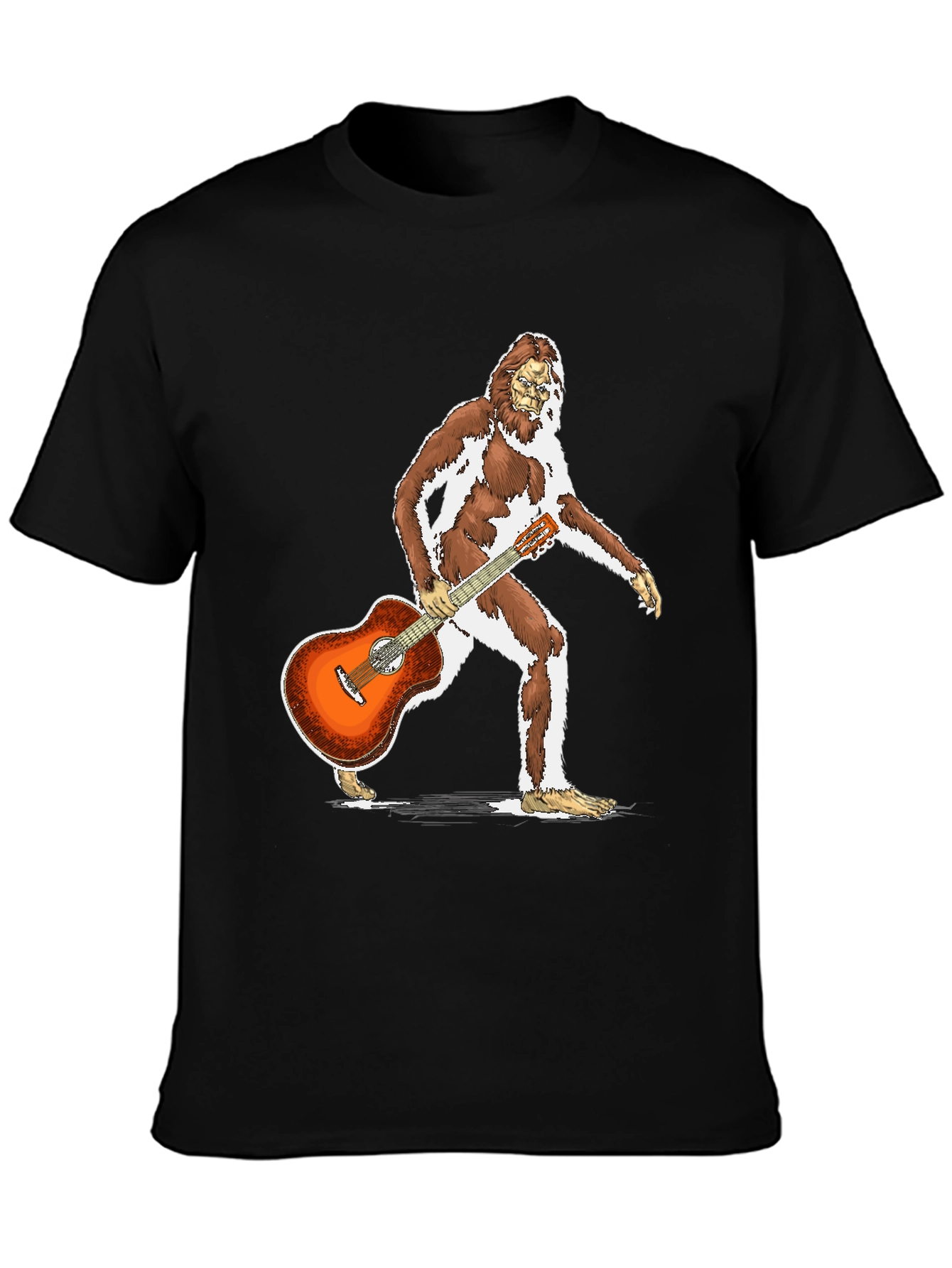 Camiseta Negra con Diseño de Bigfoot Guitarrista