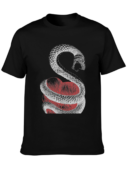 Camiseta Negra Serpiente Corazón - Estilo Único