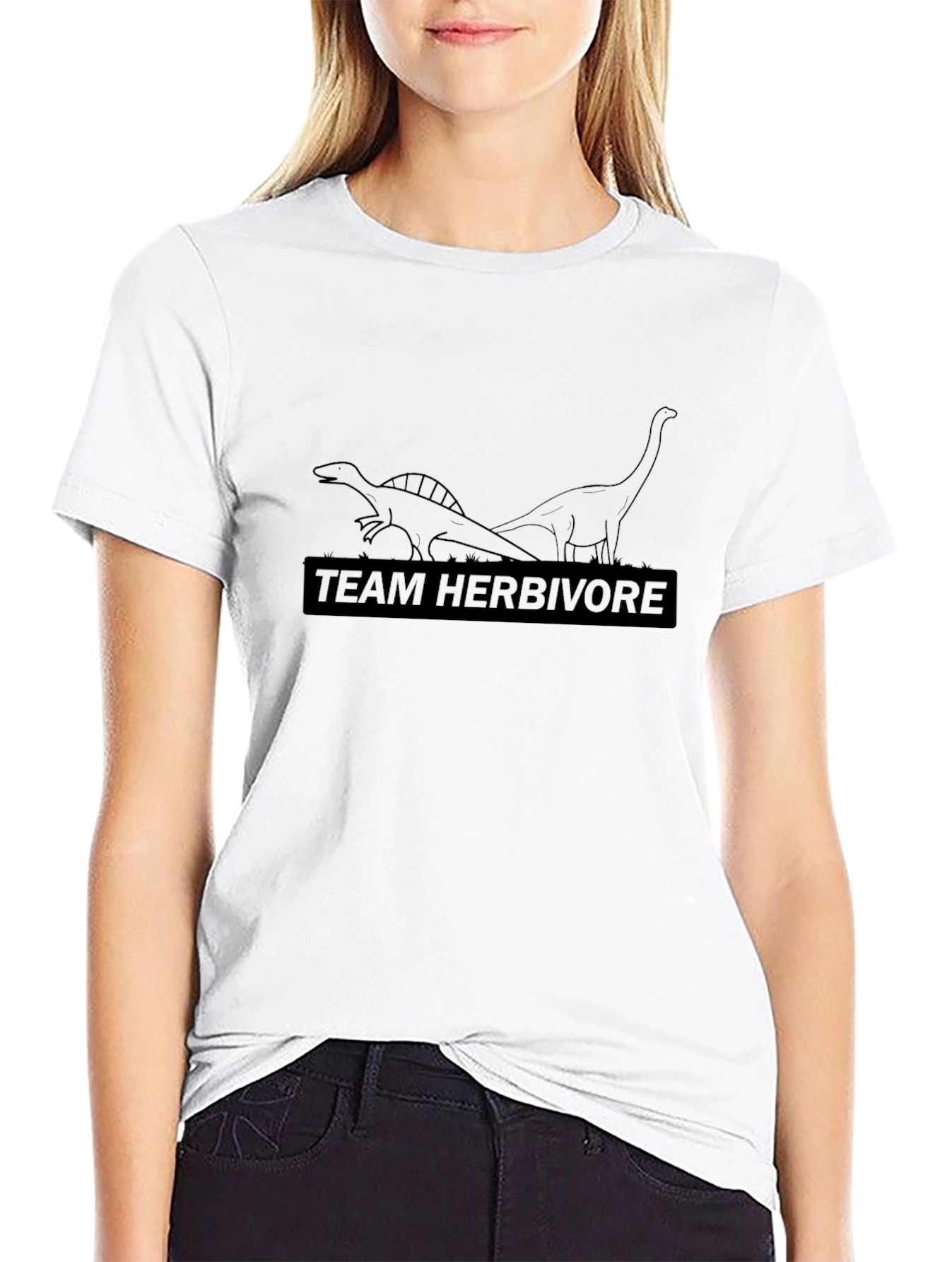 Camiseta Negra Team Herbivore - Diseño de Dinosaurios
