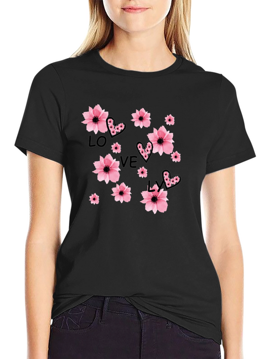 Camiseta Negra Floral Love