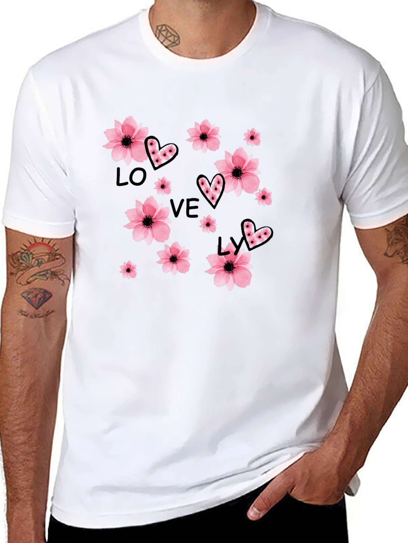 Camiseta Negra Floral Love
