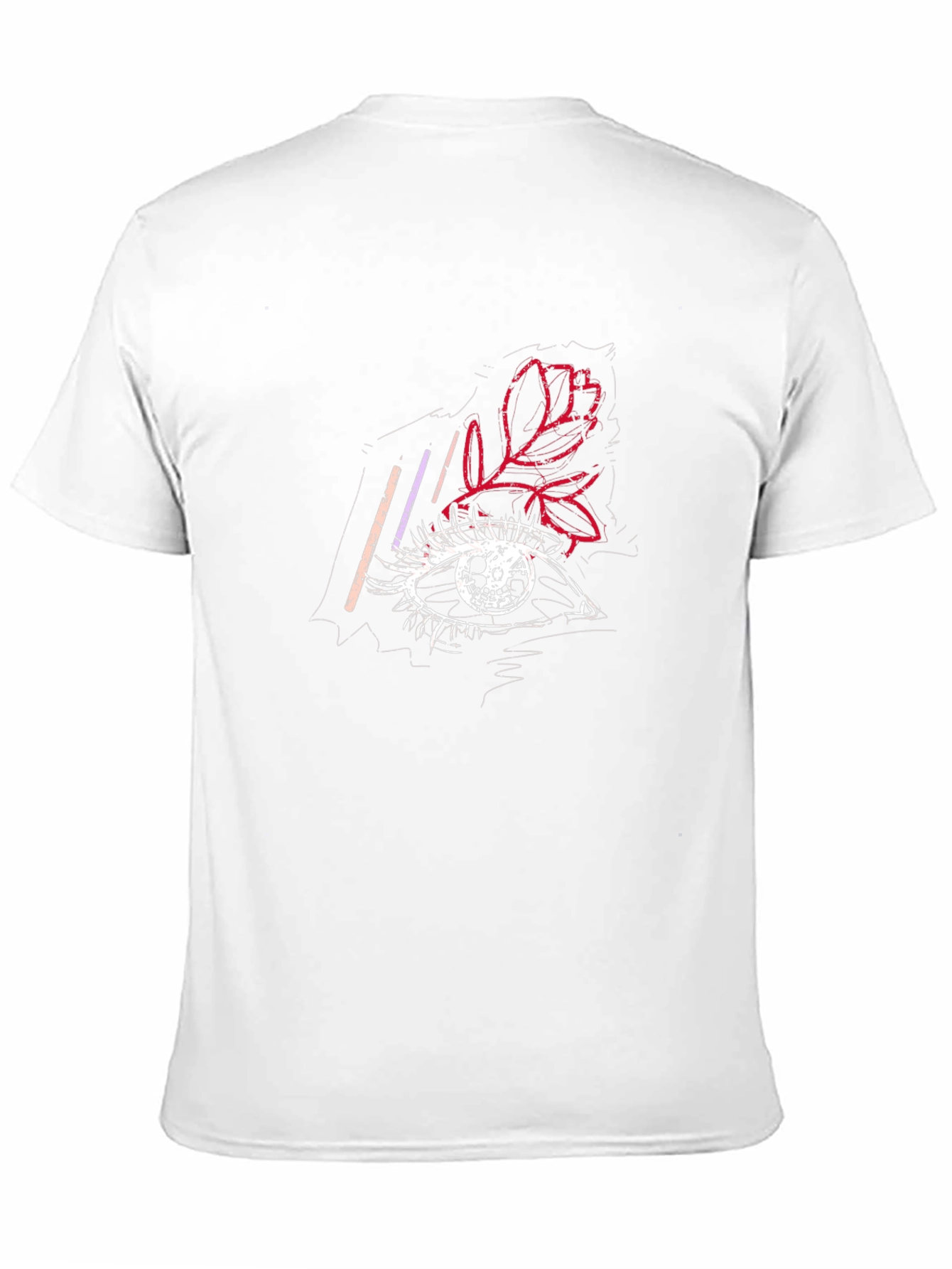 Camiseta Negra con Estampado de Ojo y Rosa