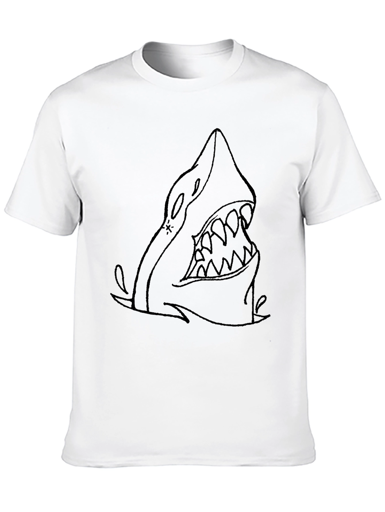 Camiseta Negra Estampada con Tiburón Bocazas