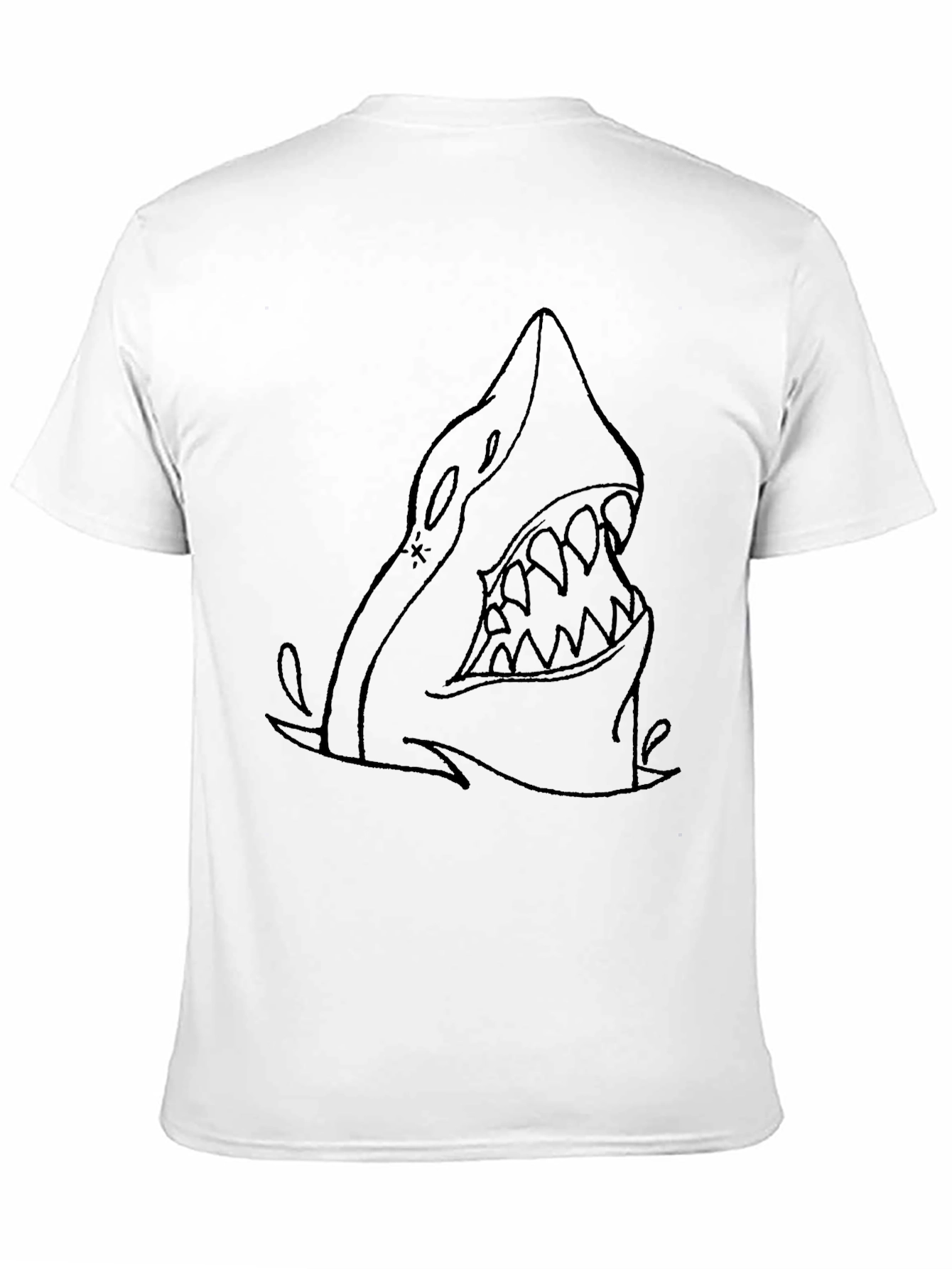 Camiseta Negra Estampada con Tiburón Bocazas