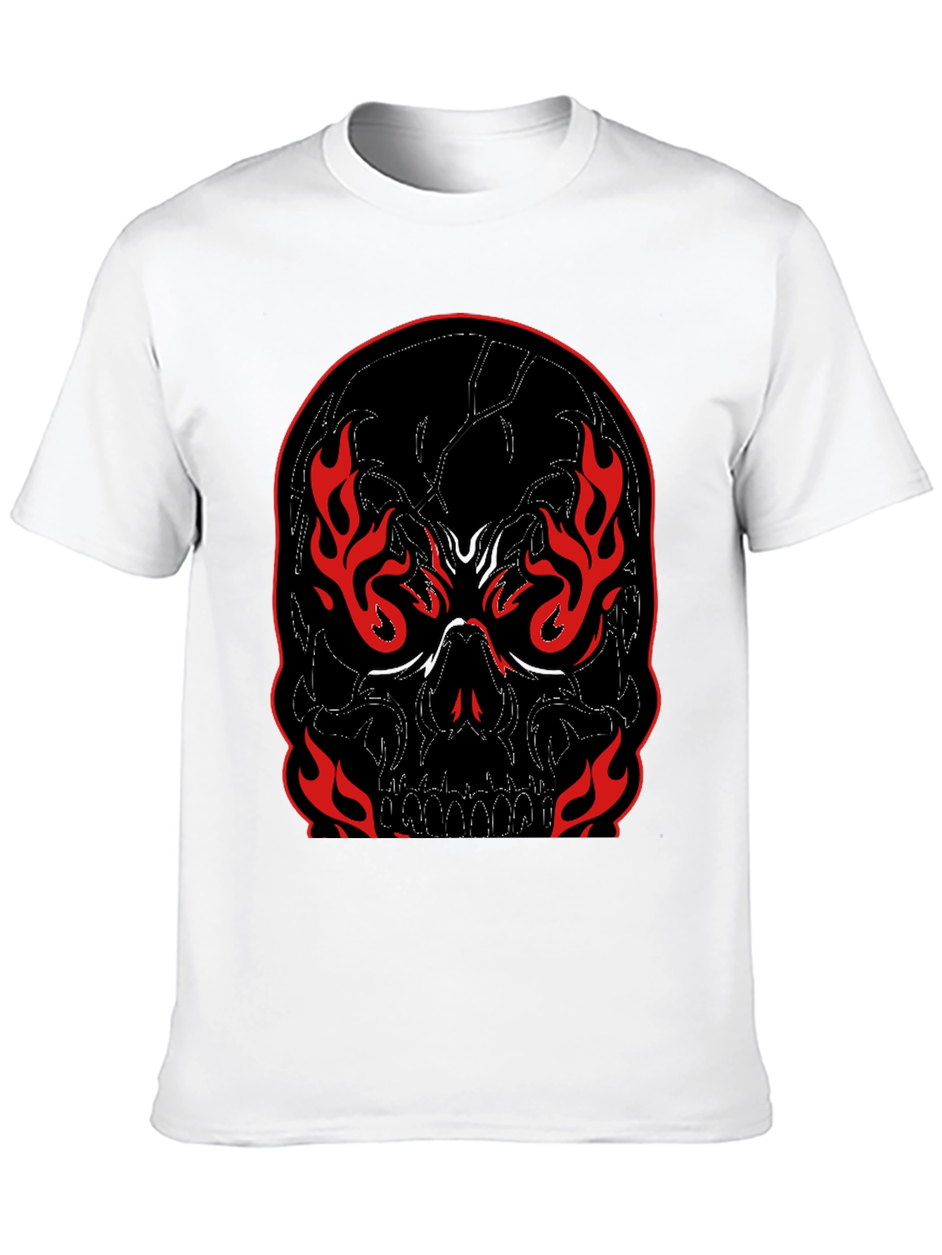 Camiseta Negra con Calavera en Llamas