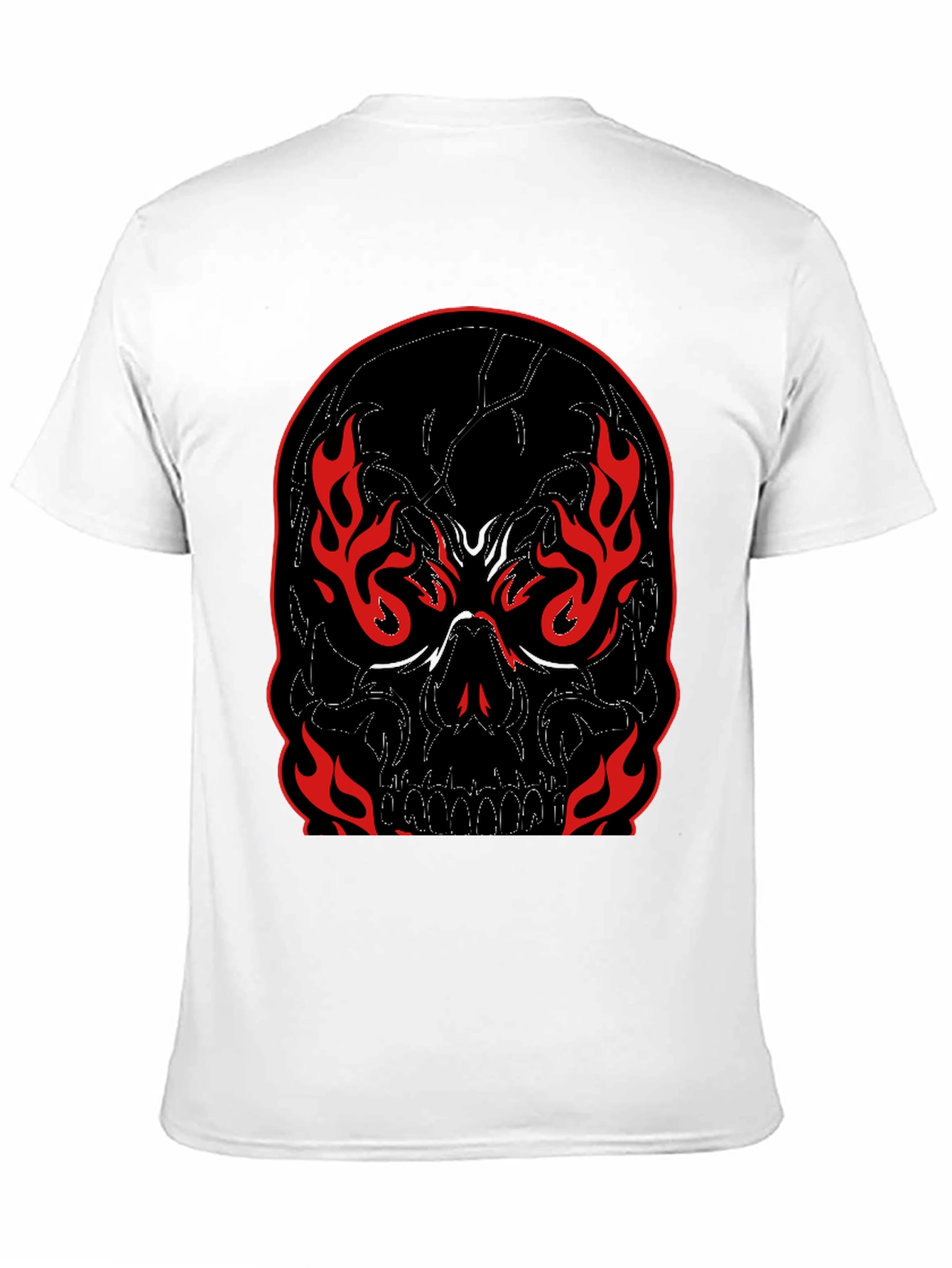 Camiseta Negra con Calavera en Llamas