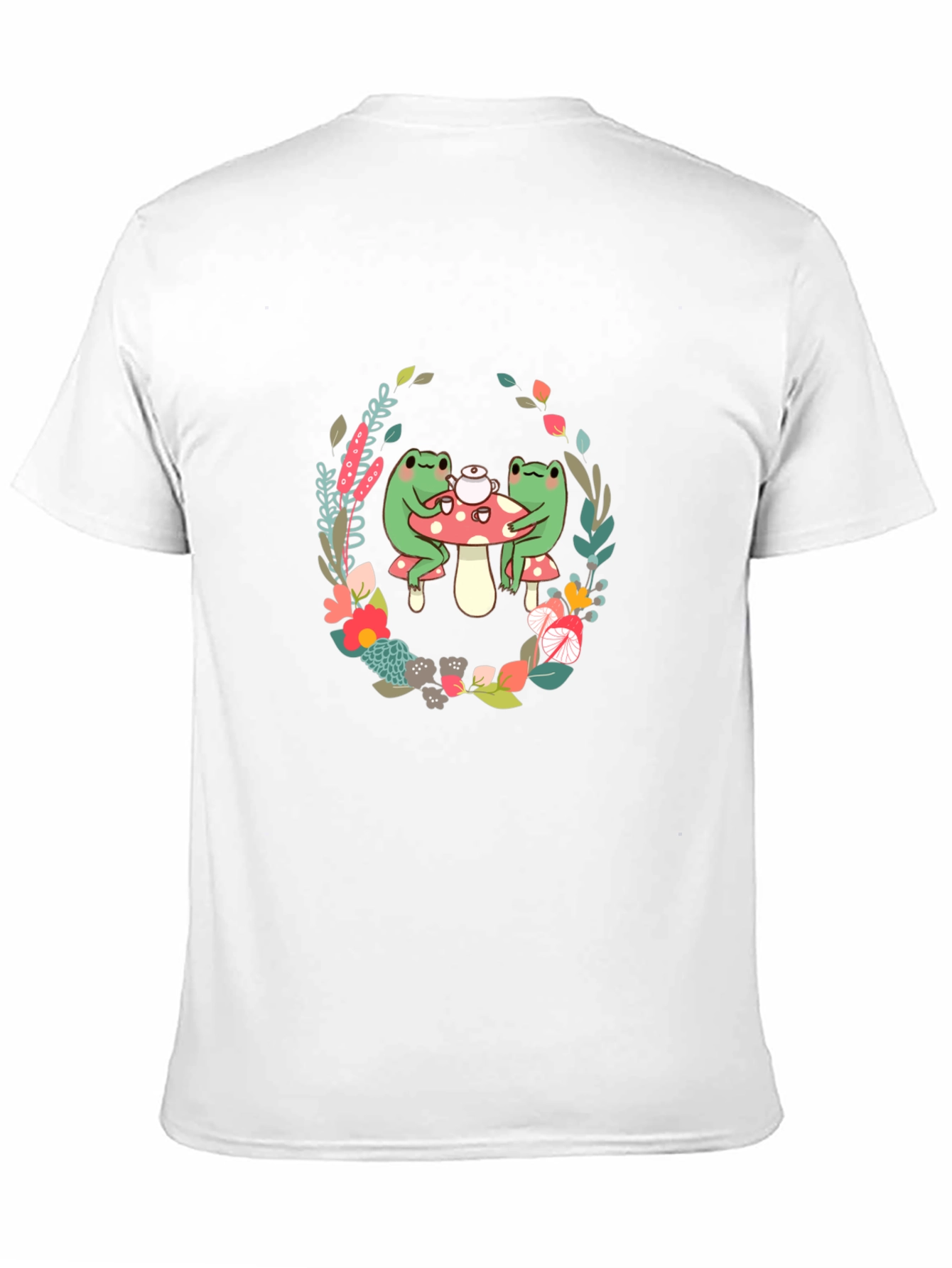 Camiseta Negra con Diseño de Ranas y Flores