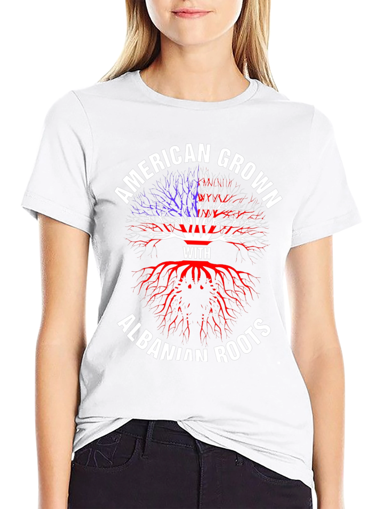 Camiseta Negra American Grown with Albanian Roots
