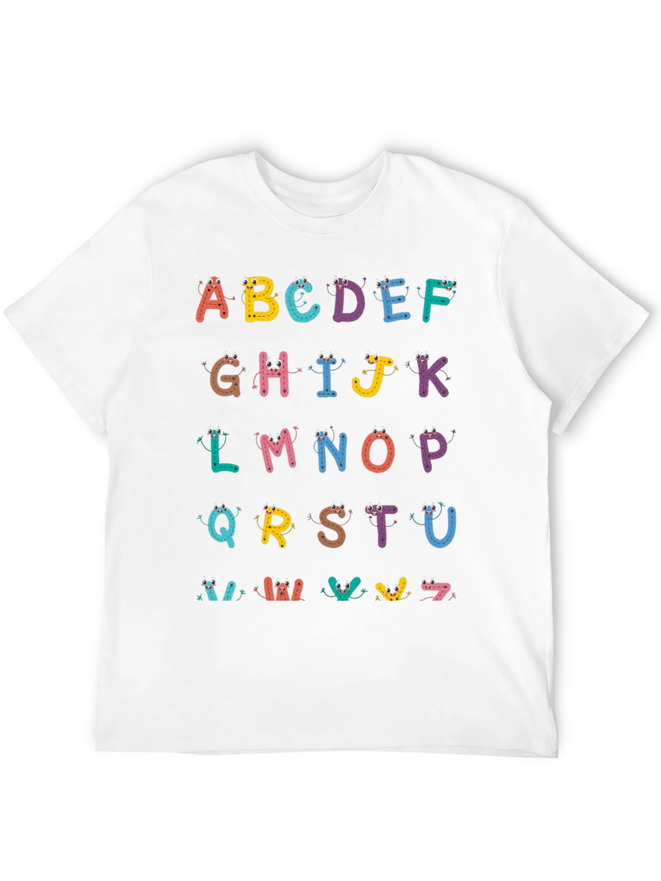 Camiseta Negra con Alfabeto Animado para Niños