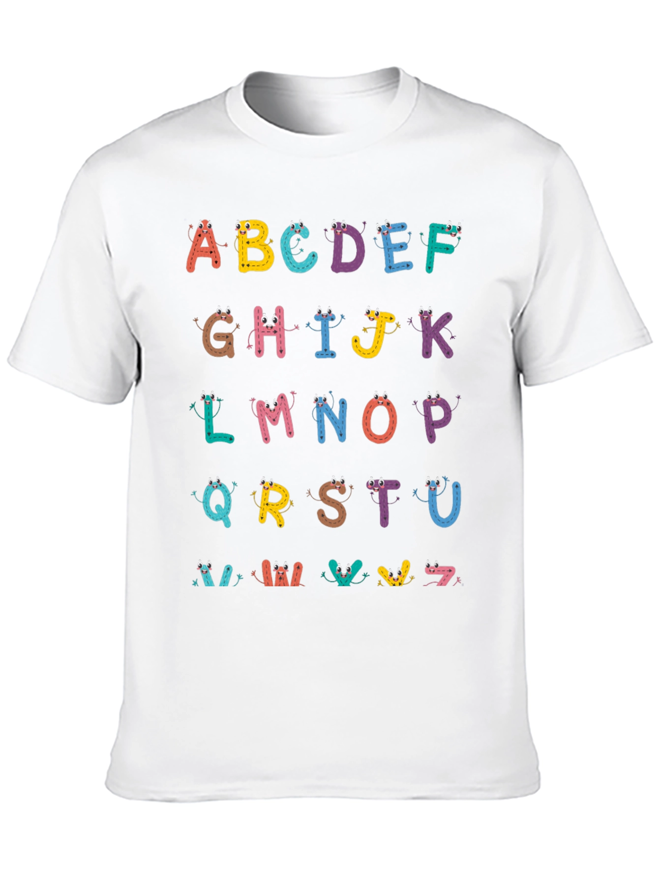 Camiseta Negra con Alfabeto Animado para Niños